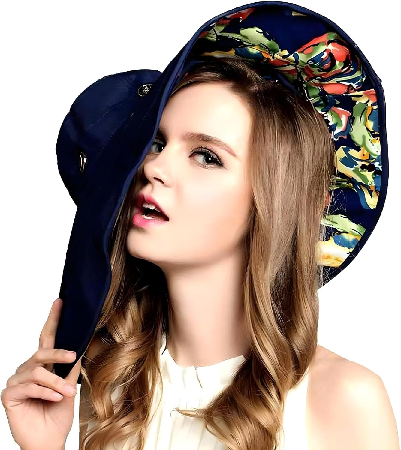 Detachable Cotton Bucket Hat for Women, 17CM Wide Brim Sun Hat with UPF 50 UV Protection - Multiple Styles for Hiking, Camping, Garden| Summer Hat with Chin Strap for Beach, Boonie, Golf, Outdoor