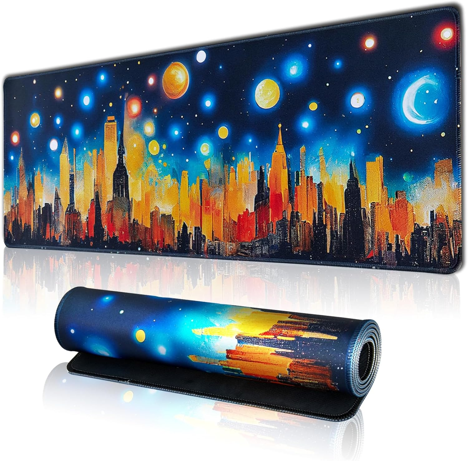 Hopipad Large Gaming Mouse Pad for Desk, Desk Mat with Seamed Edges, Waterproof Desk Pad, Non-Slip Rubber Base, 31.5X11.8 Inch Keyboard Pad Computer Mat, Big XL Black Mousepad