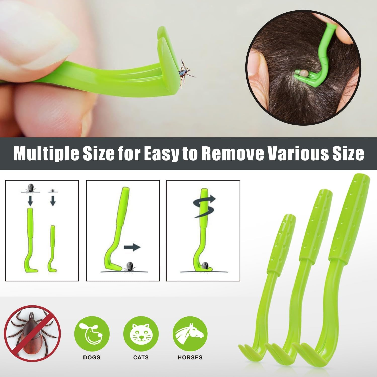 Mrcopetal Tick Remover Tool Kit, Stainless Steel Tick Tweezers + Remover Tick Key, 4 Pack Quick & Safe Tick Twister Removal Tools for Dogs Cats Humans image number 1