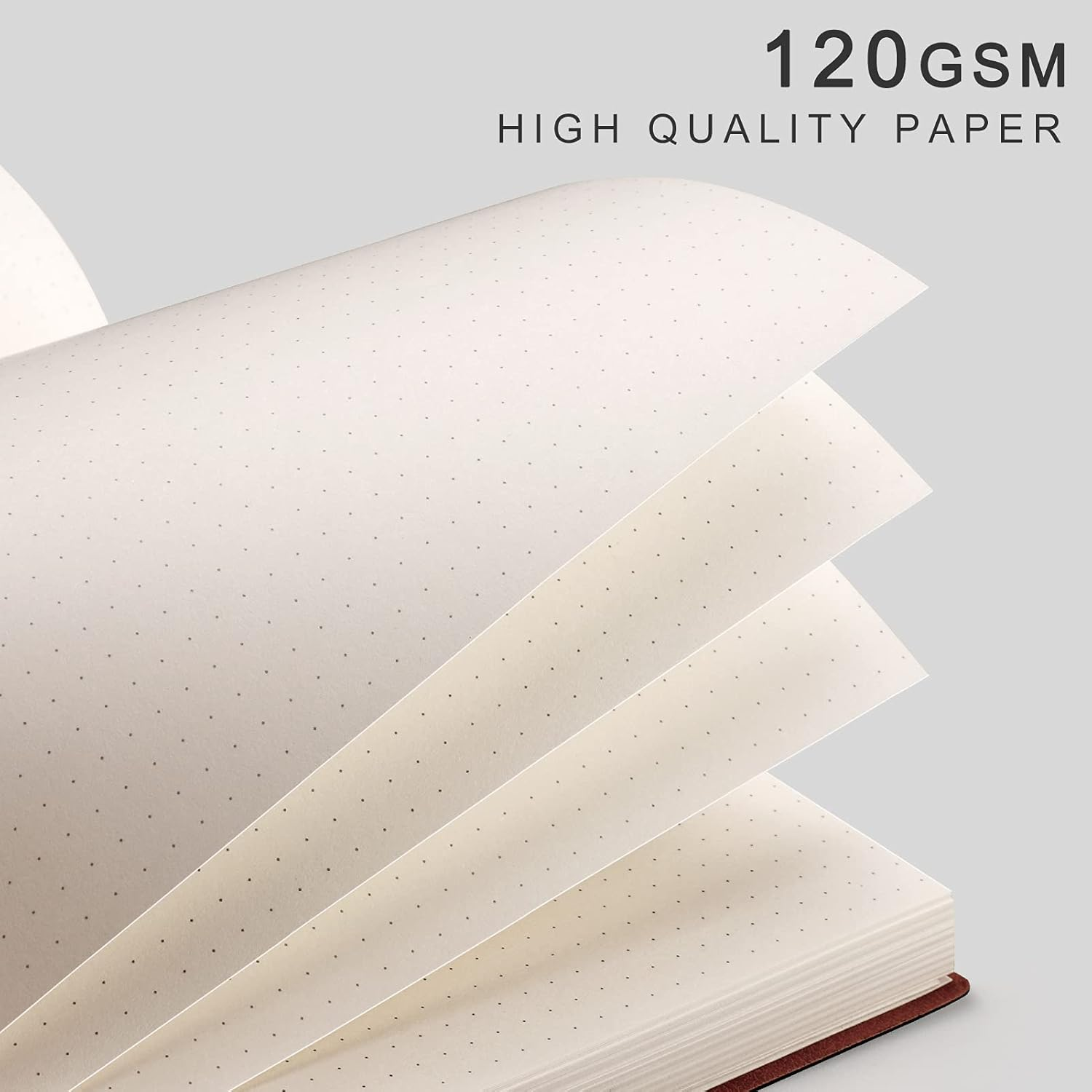 AHGXG Dotted Bullet Grid Journal 2 Pack - A5 Dot Grid Notebook for Women, Medium 5.75'' &times; 8.38'', 320 Numbered Pages, 120Gsm Thick Dotted Paper, Soft Leather Cover (Black Pink) - Blackbrown image number 6