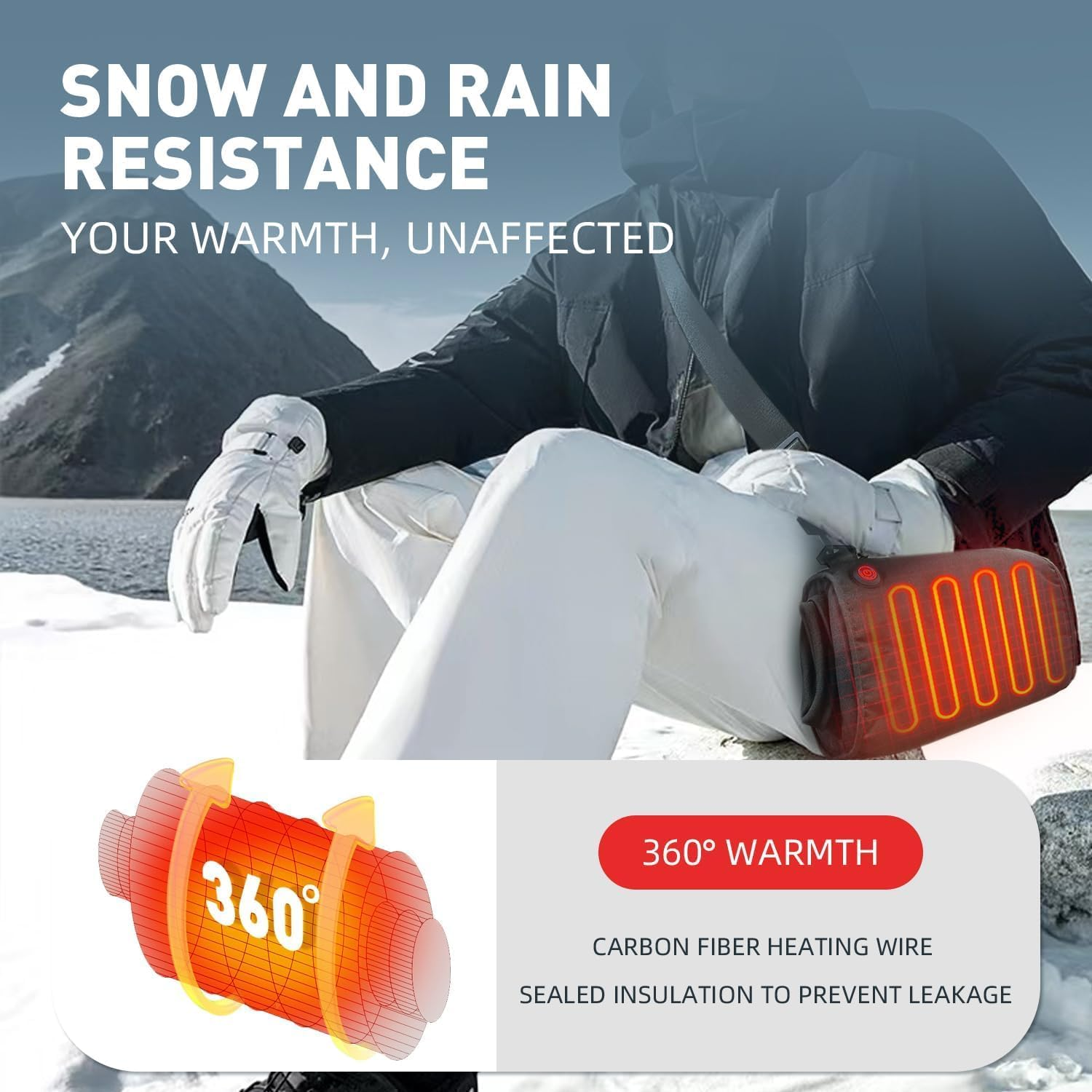 Uncn Heated Hand Warmer Pouch with 10000 Mah Power Bank, Portable Graphene Heated Gloves with 3 Levels & Double-Sided Heating, Hand Muff for Hunting, Fishing, Hiking, Football