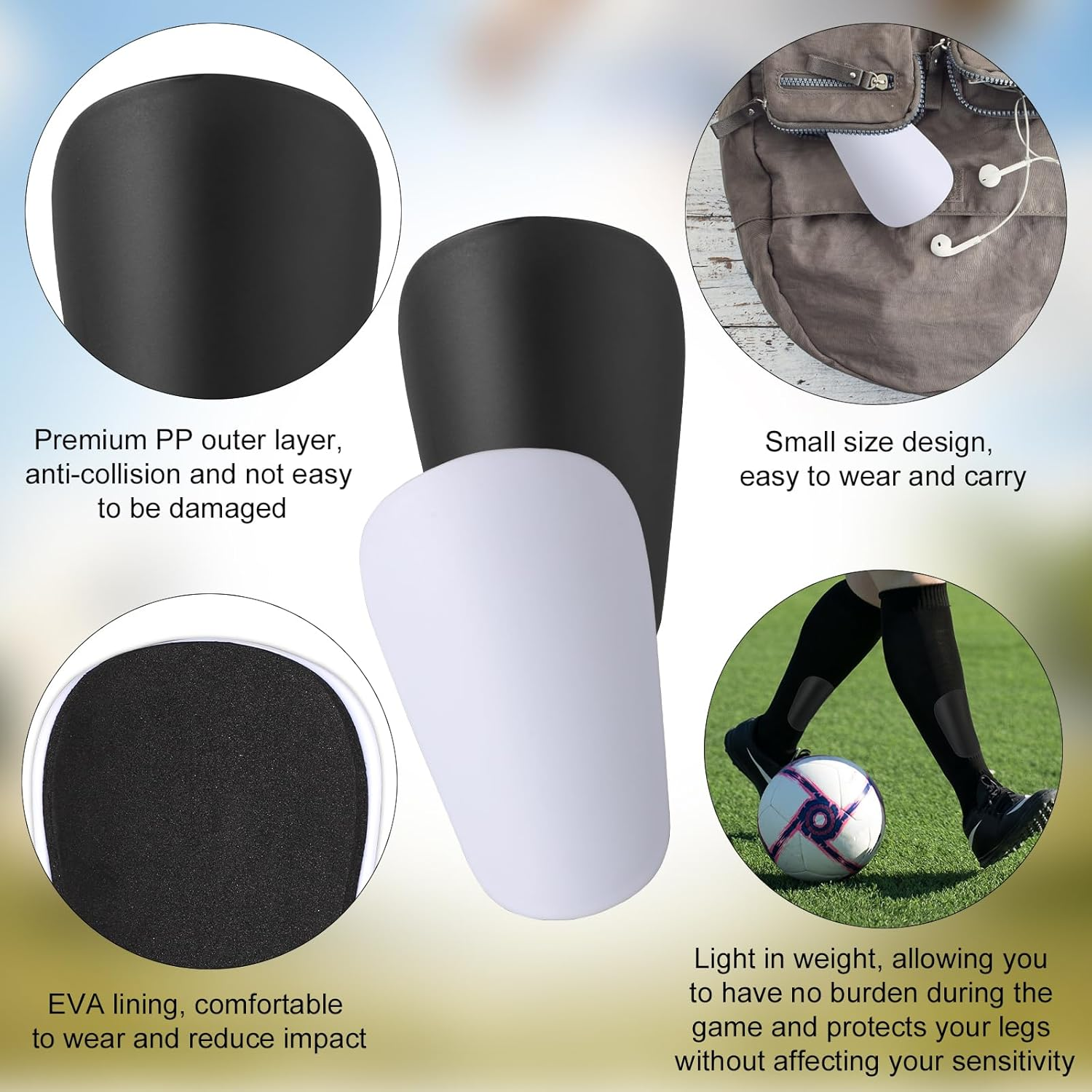 2 Pair Mini Shin Guards Soccer, Miniature Shin Guard Anti-Slip Small Protective Equipment Shin Guards Professional Football Shin Pads for Men Women Youth Kids(Black, Blue) image number 4