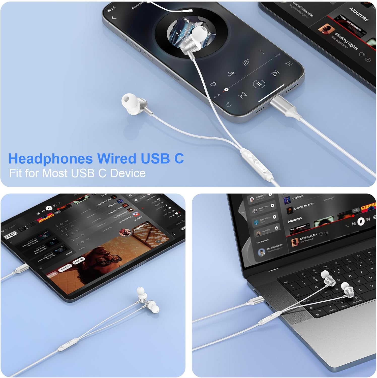 Wired Earbuds for Iphone 17/Air/17 Pro/17 Pro Max/16E/16/16 Plus/16 Pro Max/15 Plus/15 Pro/15 Pro Max Ear Buds USB C Wired Headphones Type C Earphone with Microphone, Volume Control, Noise Canceling - White image number 4