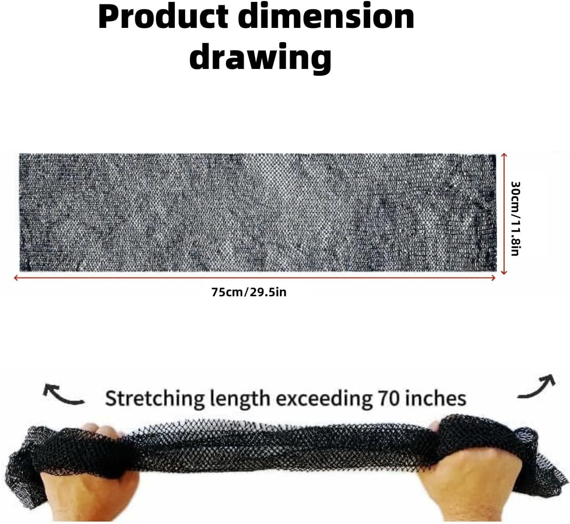 Hpessoterr 2 Pieces Long Bath Net Sponge,Body Exfoliating Long Net Shower Body Scrubber Back Scrubber Skin Smoother,Stretch Len（Black） image number 2