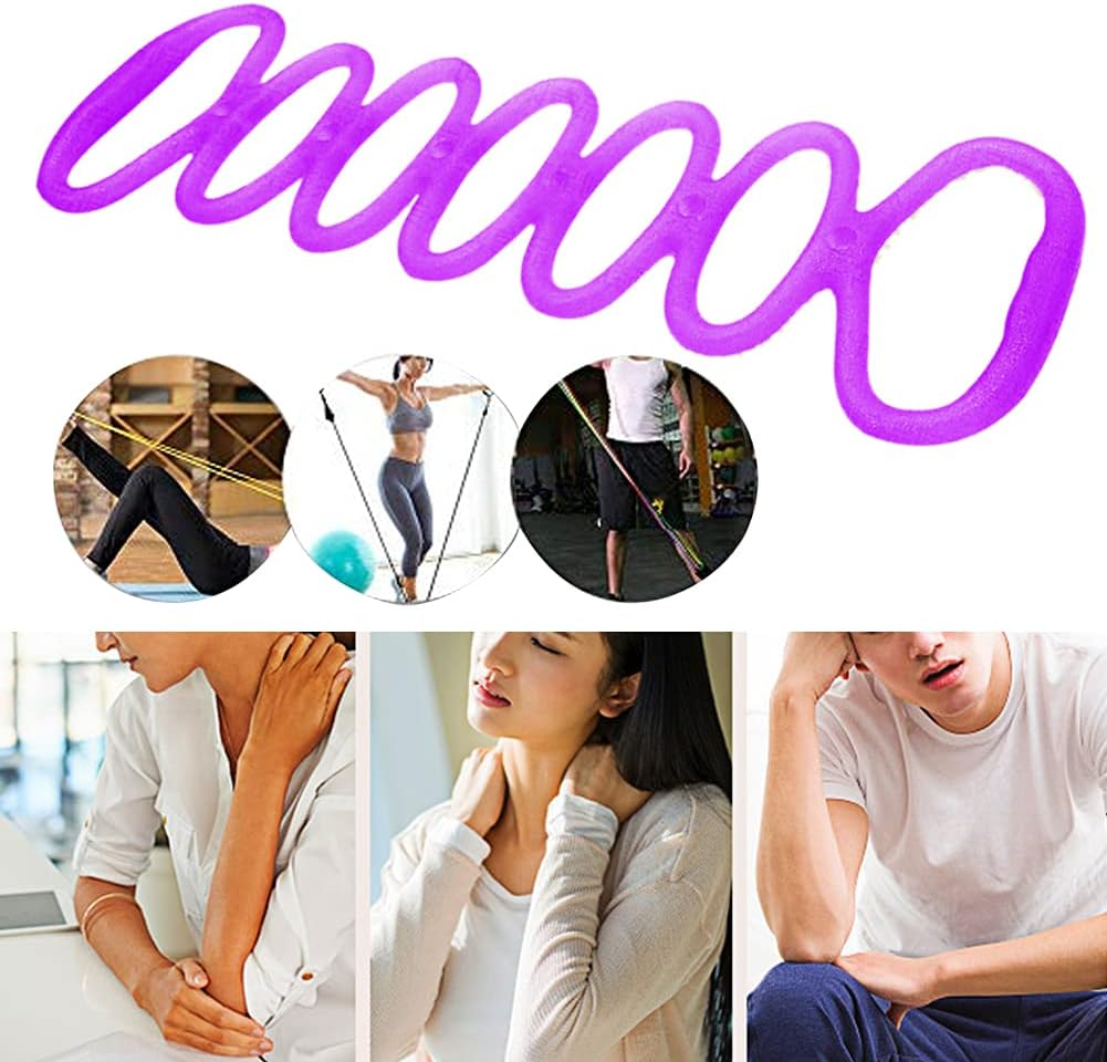 7 Ring Stretch Resistance Exercise Band, Workout Bands Yoga Stretching for Home Fitness, Foot, Leg and Arm Exerciser Stretch Band, Center Workout Walking Exercise - Purple image number 5