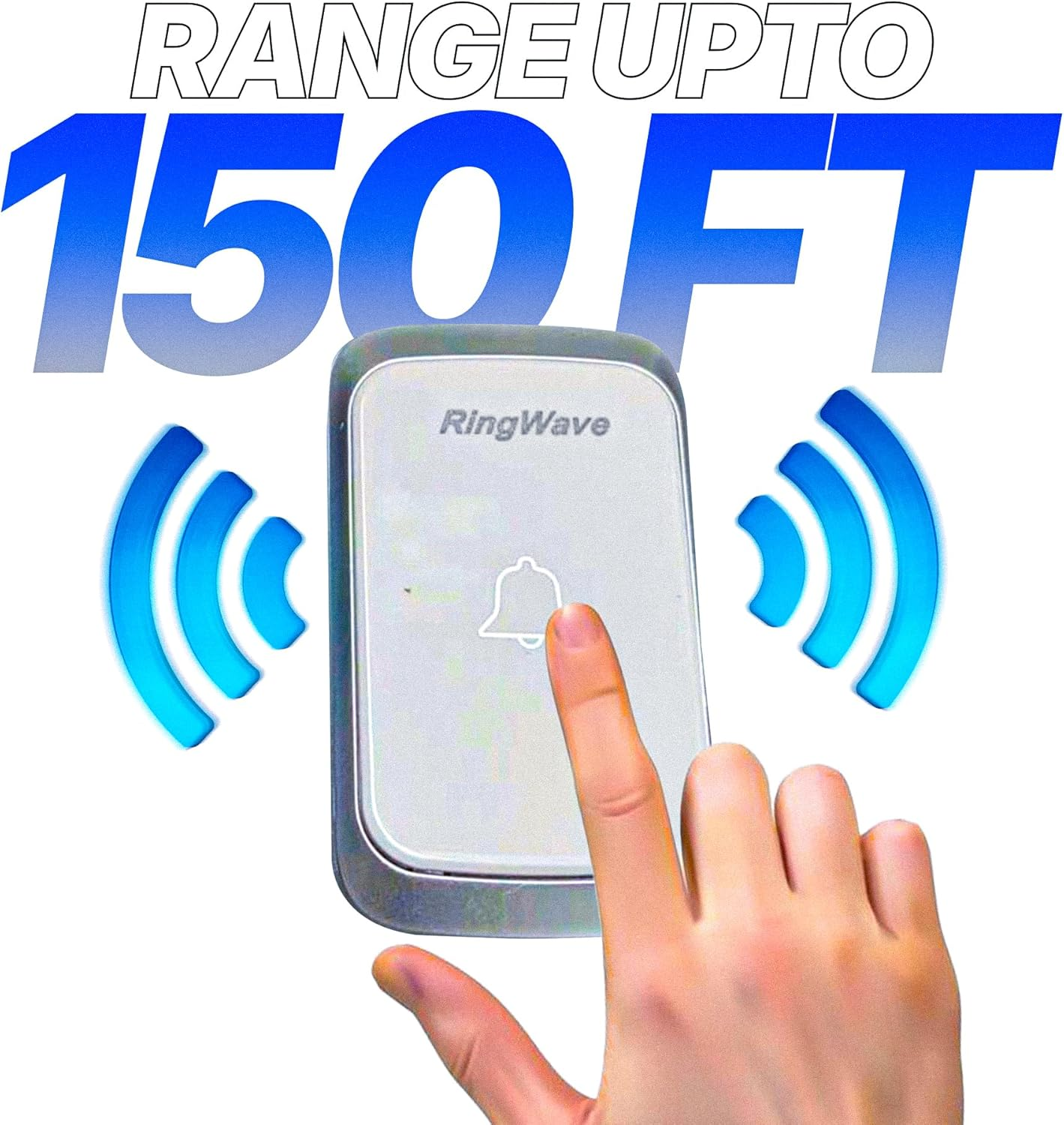 Ringwave Waterproof Wireless Outdoor Doorbell, IP44 Rated, with 300M Range, 1 Button Transmitter, and Plug-In Receiver, 5 Adjustable Volume Levels, 36 Ringtone Options. image number 3