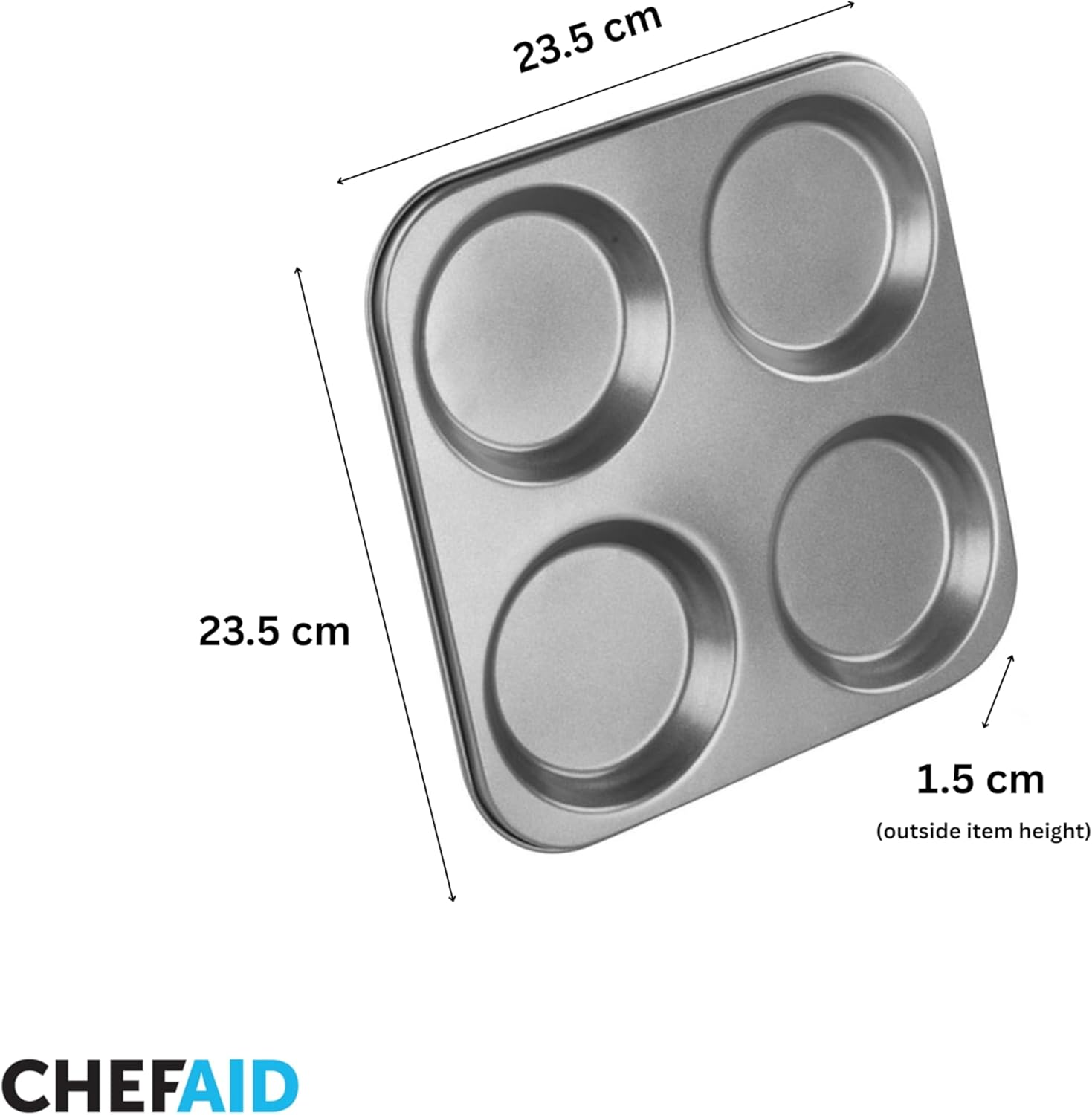Chef Aid Yorkshire Pudding Pan, Large 4 Cup Non-Stick Tray 23.6CM X 23.6CM Diameter Perfect for Sunday Roasts image number 1