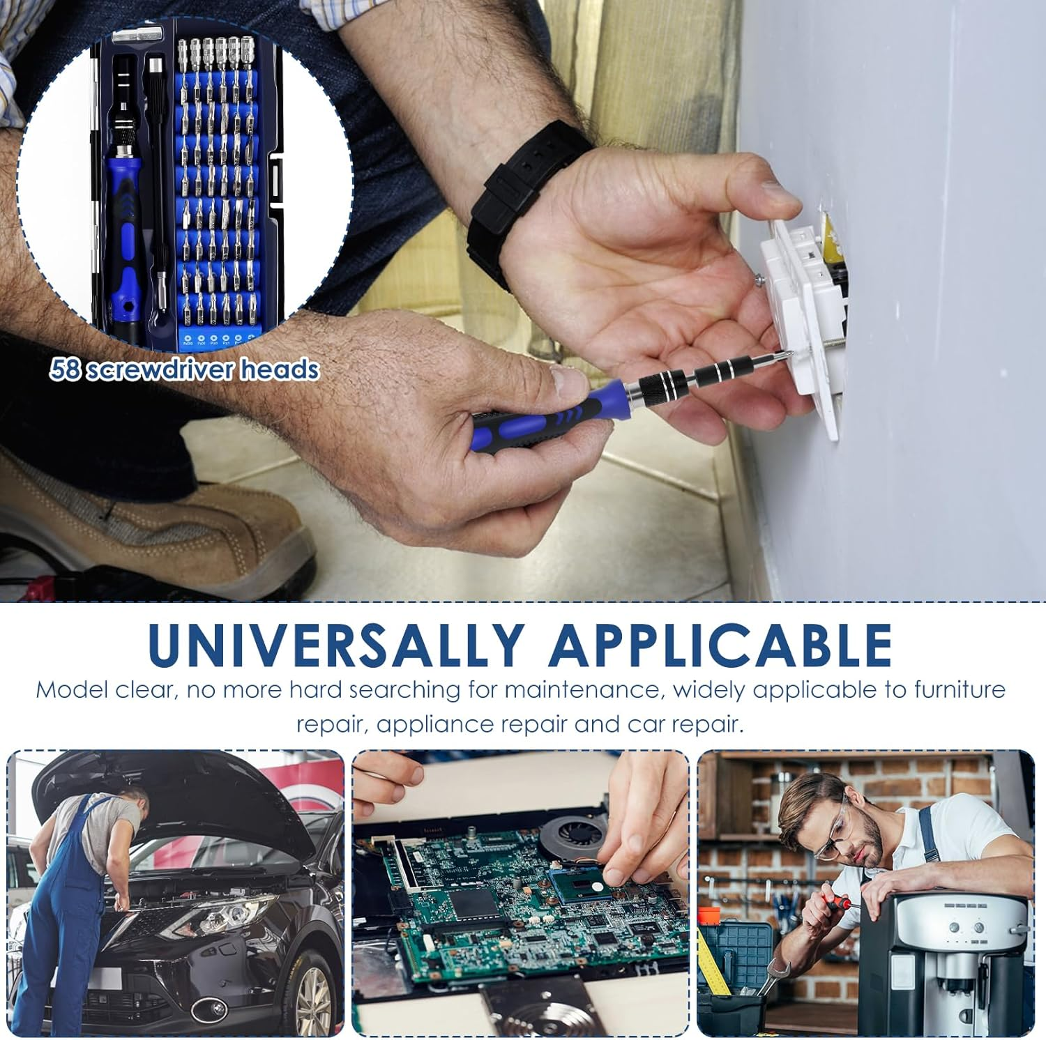 58 in 1 Precision Screwdriver Set with 54 Bits Magnetic Driver Set with Flexible Shaft & Extension Rod Professional Repair Tool Kit for Electronics PC Mobile Phone Watch(58 in 1) image number 3