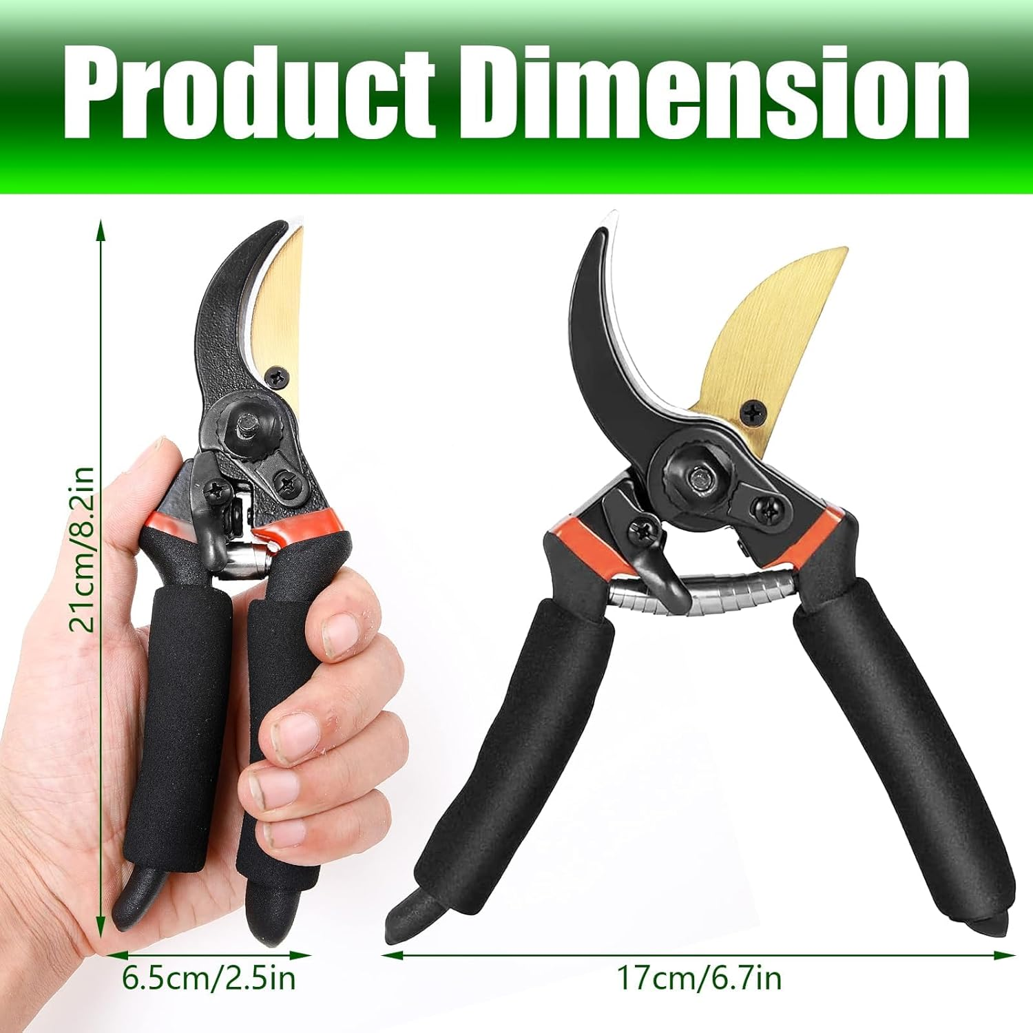 Bypass Pruning Shears, 8.2" Labor Saving Garden Pruning Shears, Alloy Steel Hand Pruners for Garden Deadheading, Trimming, Shaping image number 5