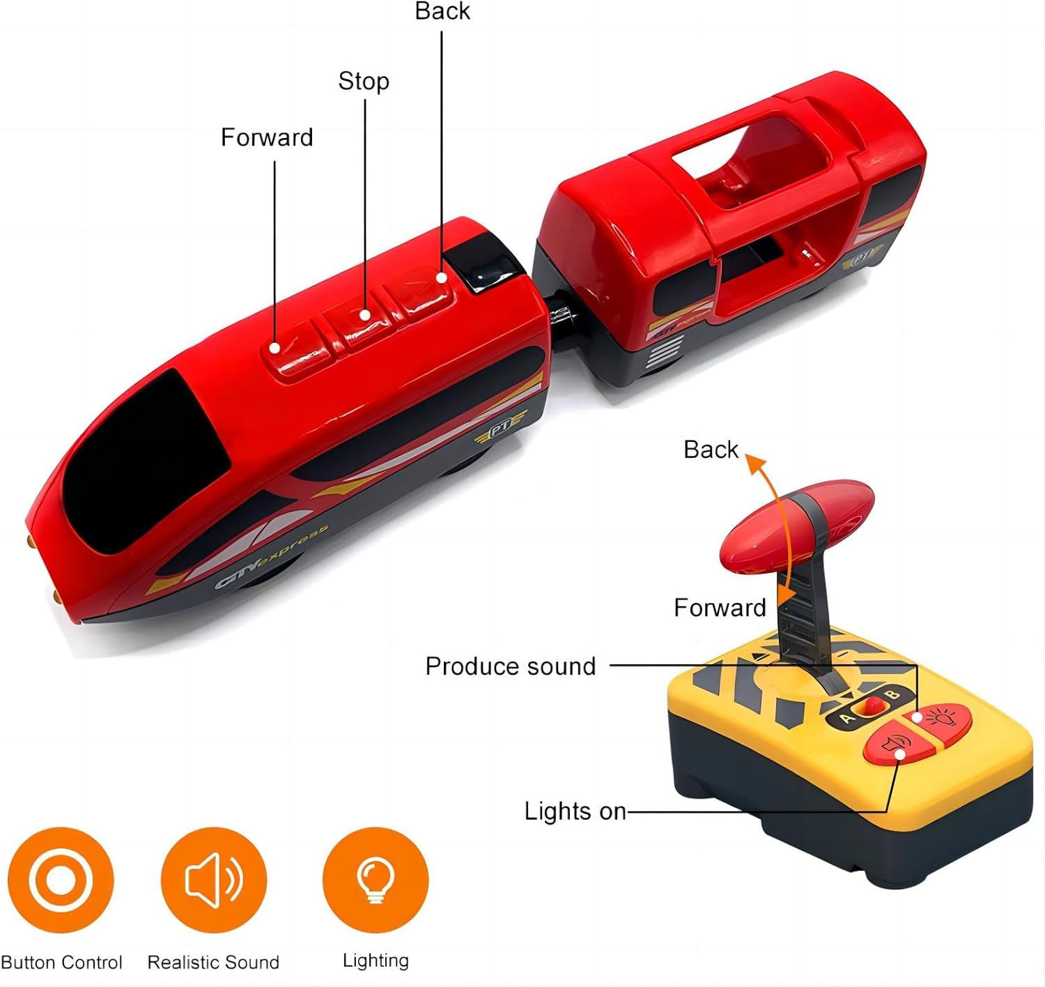 B-Qtech RC Electric Train Toy, Battery Operated Educational Toy, Compatible with Brio Fits Thomas Fits, Remote Control Train for Wooden Track Boy Girl 3 4 5 Years image number 6