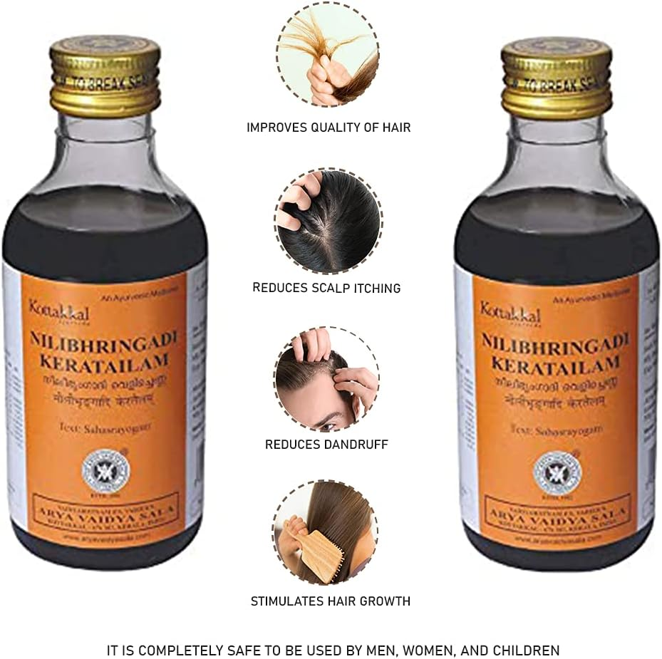 ( Pack of 3 ) Nililibhringadi Keratailam -200Mlx2 from Kottakkal Arya Vaidya Sala + 50 Gram Natural Henna Free image number 1