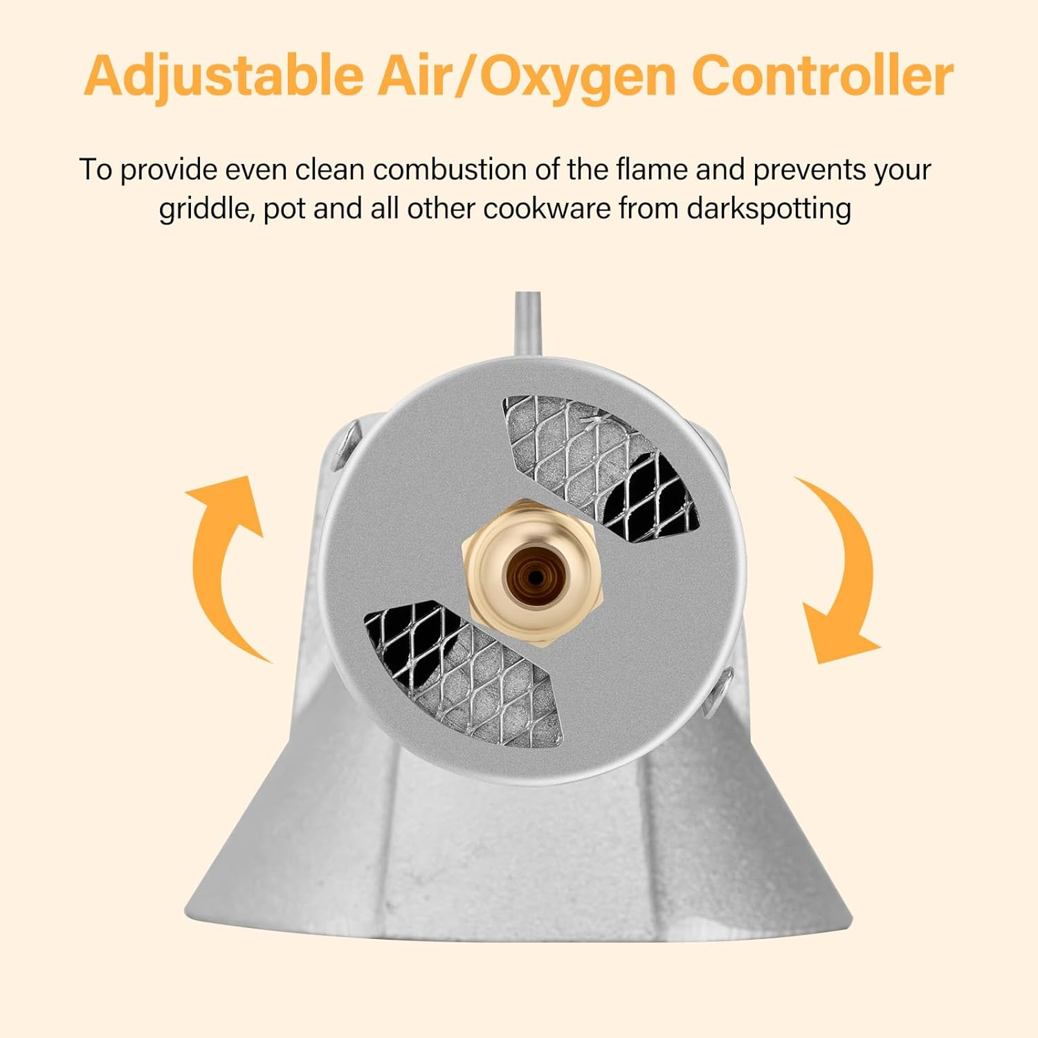 WADEO High Pressure Cast-Iron round Burner Head, Propane Burner Head with 30 PSI Adjustable High Pressure Propane Regulator with 4FT Stainless Braided Hose and Brass Fitting for Outdoor Cooking image number 1