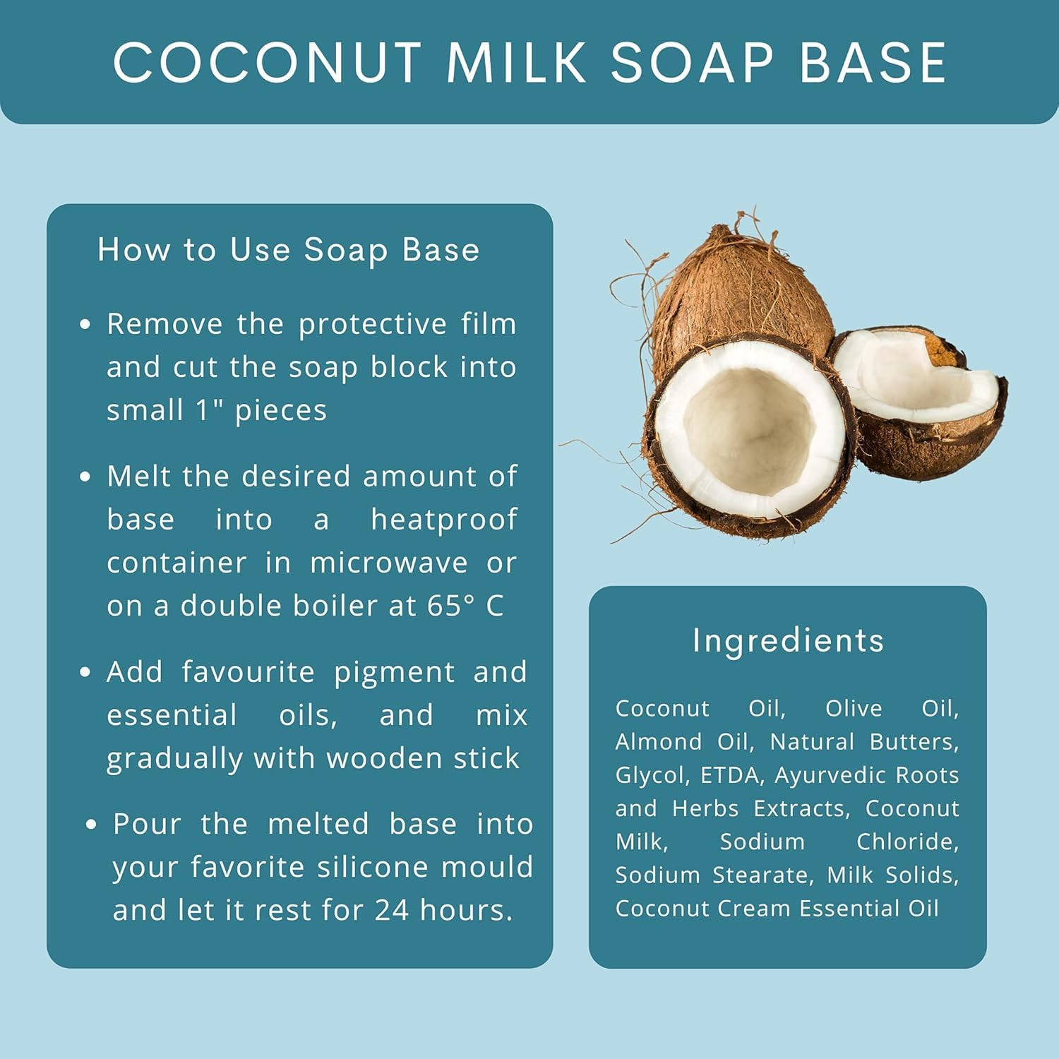 MANTRAMART Coconut Milk Soap Base 1 KG &ndash; Sulfate & Paraben Free, Melt & Pour, Moisturizing & Gentle for DIY Soap Making, Pure & Lab Tested image number 1