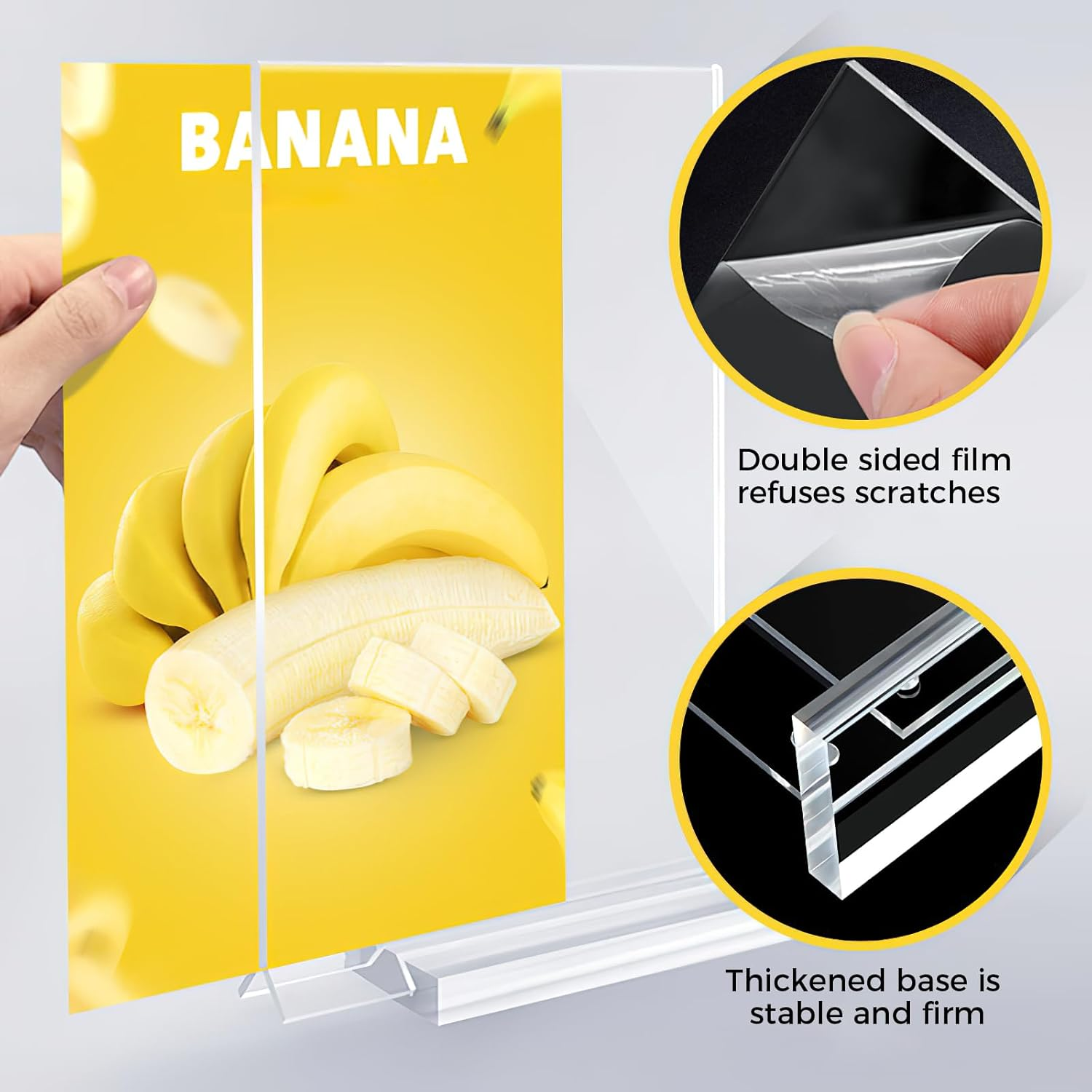 4 Pack Acrylic Sign Holder A4 Size, Double Sided Display Clear Tabletop Plastic Sign Holder, for Wedding Reception, Menu, Party Decoration, Picture Frames