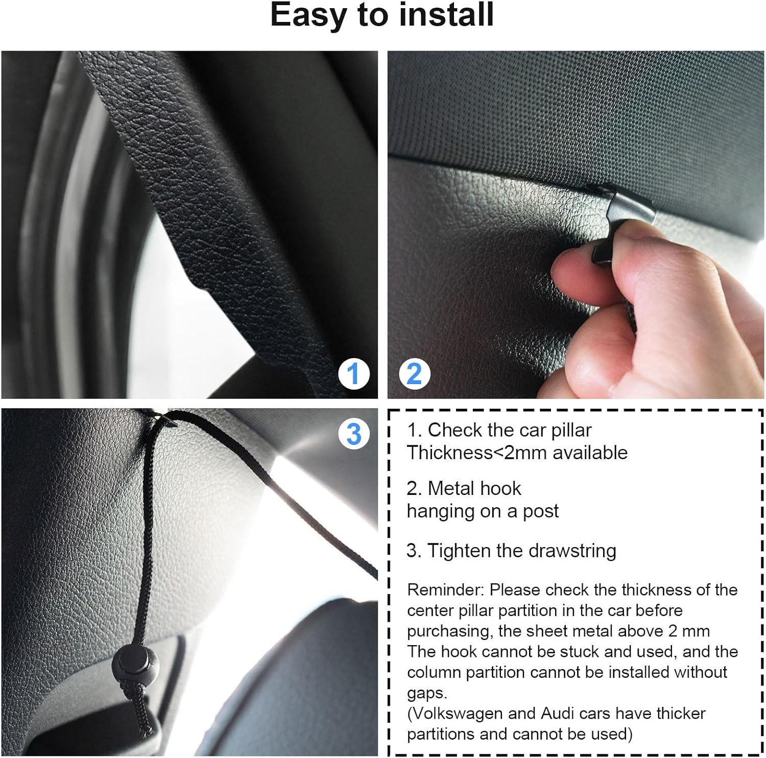 Car Divider Curtain Sun Shade,Set of 3 Car Privacy Curtains 1 Rear Seat & 2 Side Windows,Detachable Car Front Rear Seat Privacy Divider Curtains for Baby Feeding Sleeping Camping Travel image number 6