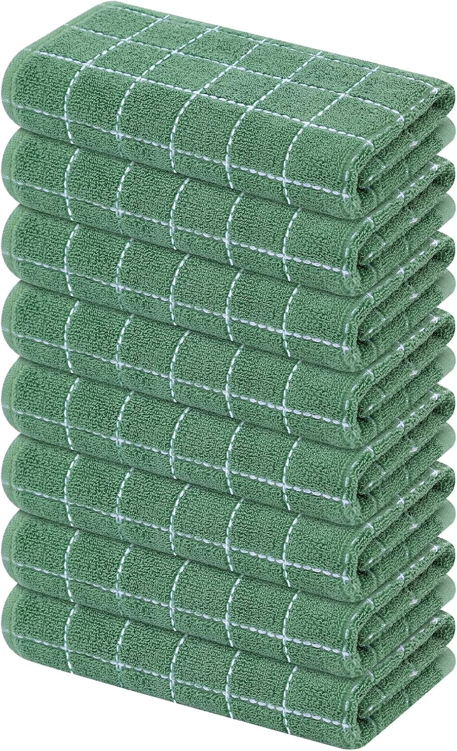 Mordimy 100% Cotton Terry Cloth Dish Cloths, Soft and Absorbent Checkered Dish Towels, Quick Drying Dish Rags for Washing Dishes, 12 Pack, 12 X 12 Inches, Grey