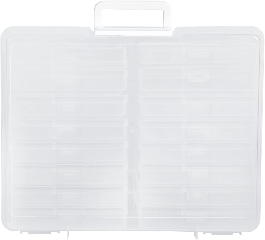 Naivees 4" X 6" Photo Storage Case with Handle, 16 Inner Photo Organizer Keeper, Extra Large Storage Picture Boxes, Transparent Craft Keeper (16 Pack Inner Box) image number 1