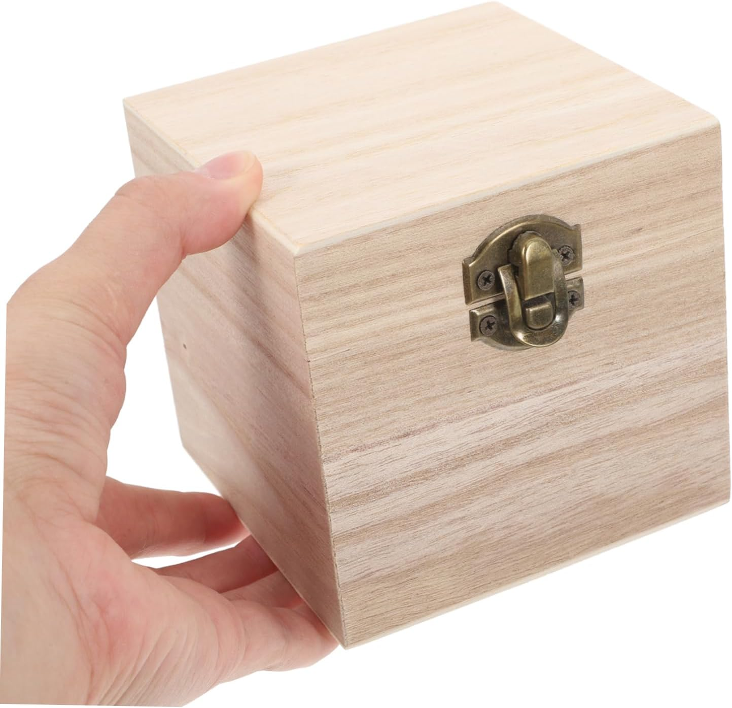 Luxurious Unfinished Wood Square Box Lock Decorative Storage for Jewelry Watch Craft Keepsake Lids Home Decoration image number 5