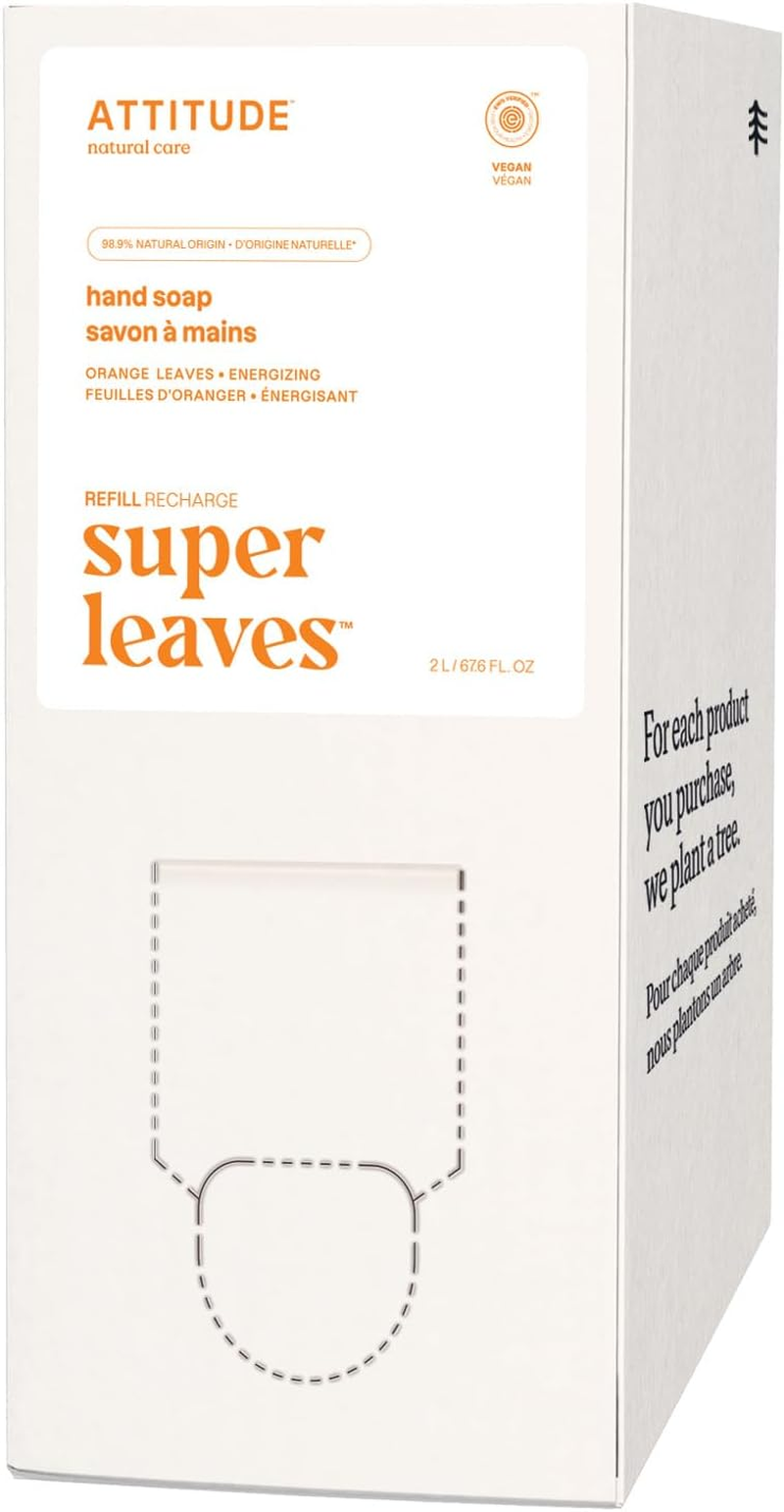 Hand Soap Refill, Bulk-To-Go Packaging, EWG Verified, Natural Non-Toxic Hypoallergenic & Energising, Orange Leaves, 1999Ml image number 1