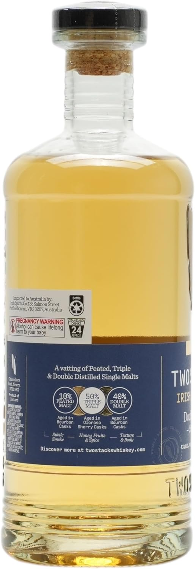 Two Stacks Double Barrel Single Malt Irish Whiskey 700Ml image number 3