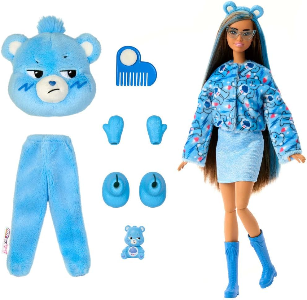 Barbie Cutie Reveal Care Bears Series Doll & Accessories Set with Grumpy Bear Plush Costume & 10 Surprises Including Color Change & Mini Bear image number 4