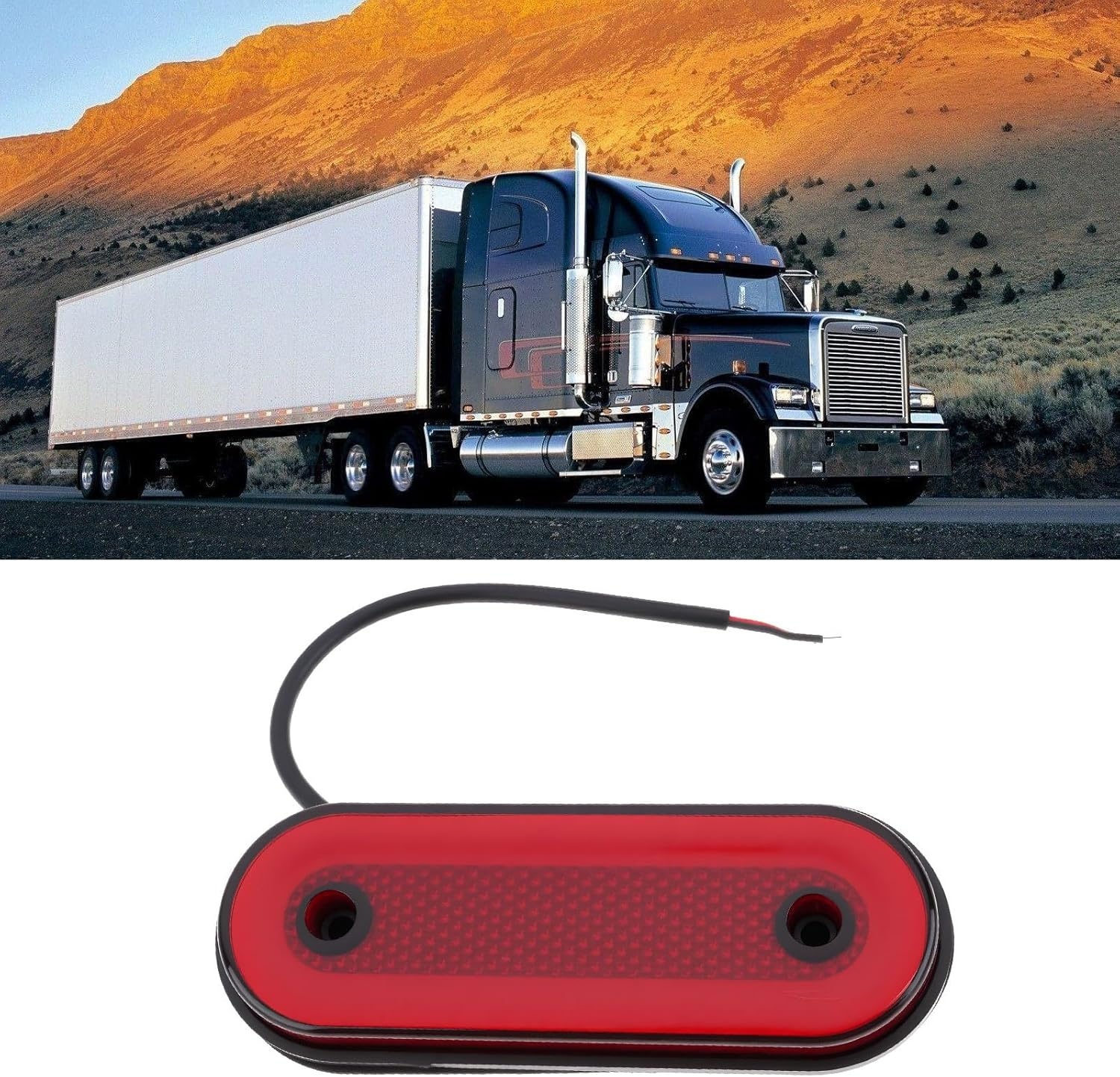 Ecsing 4X Car Rear Side Oval Marker Light 12V-24V 20 Leds Red for Trailer Truck image number 3