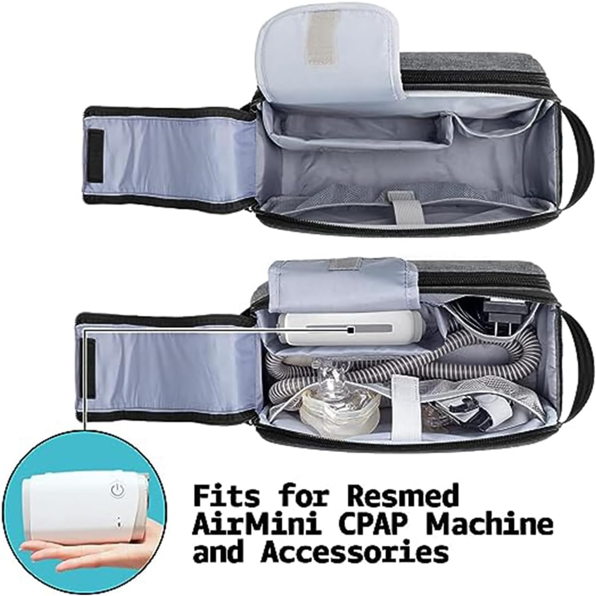 CPAP Storage Bag Multiple Pockets Travel Carrying Bag CPAP Supplies Carrying Case with Special Zipper Design Nylon Portable Storage Bag Organizer for Travel School Shopping Includes Bag Only image number 6