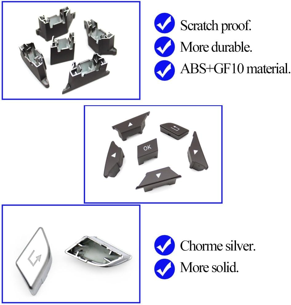 Goodithy Steering Wheel Buttons, Interior Black Steering Wheel Control Button Key Replacement for Mercedes Benz a B C E GLA GLK Class W204 X204 W212 W218 W156 W176 W117 W172 W246 (Model a Black) image number 2