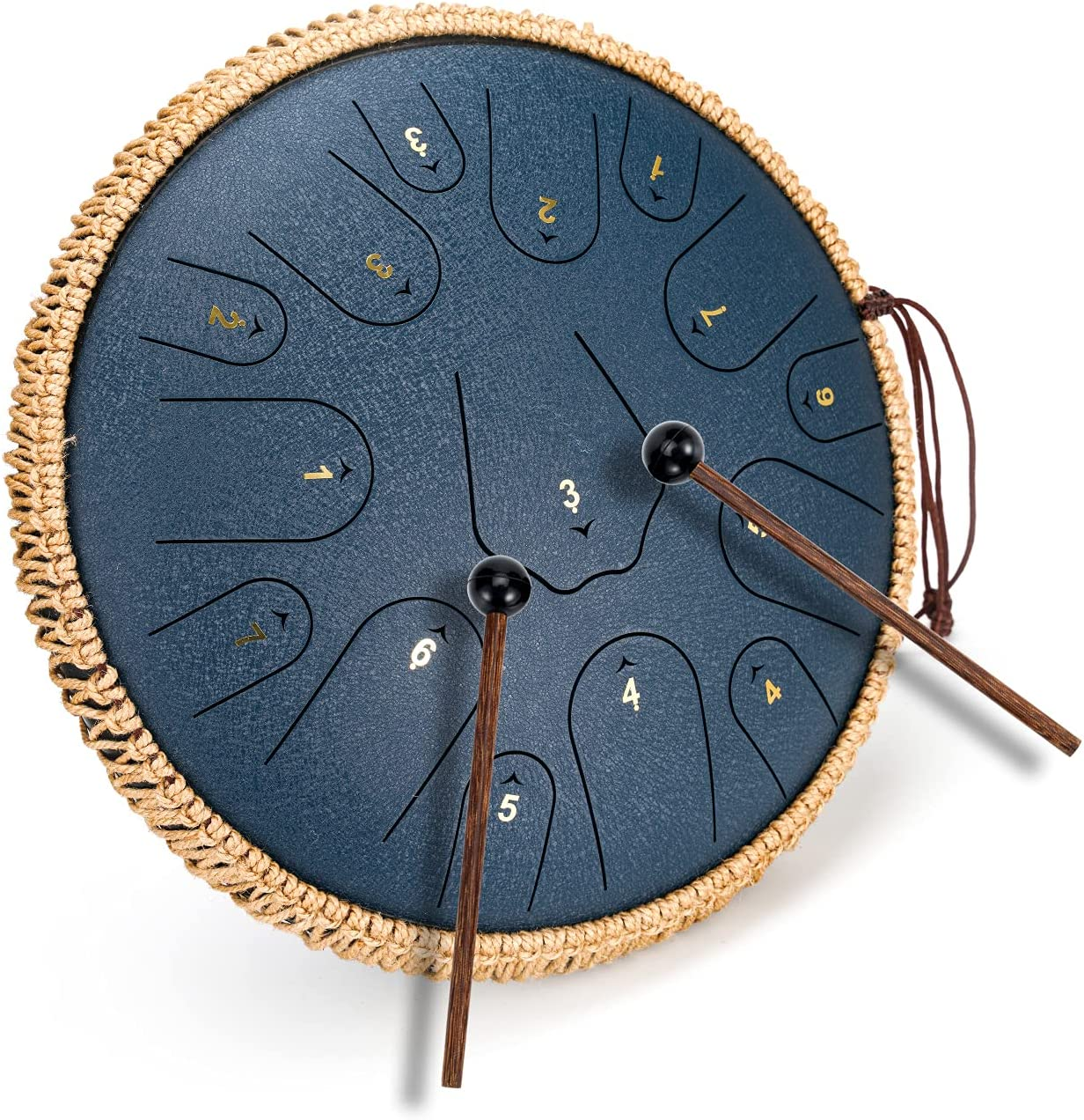 BURNING&LIN 12 Inches 13 Notes Steel Tongue Drum, Handcrafted Percussion Instrument with Mallets and Carrying Bag, Perfect for Meditation, Yoga, and Musical Performance.（Green） image number 2