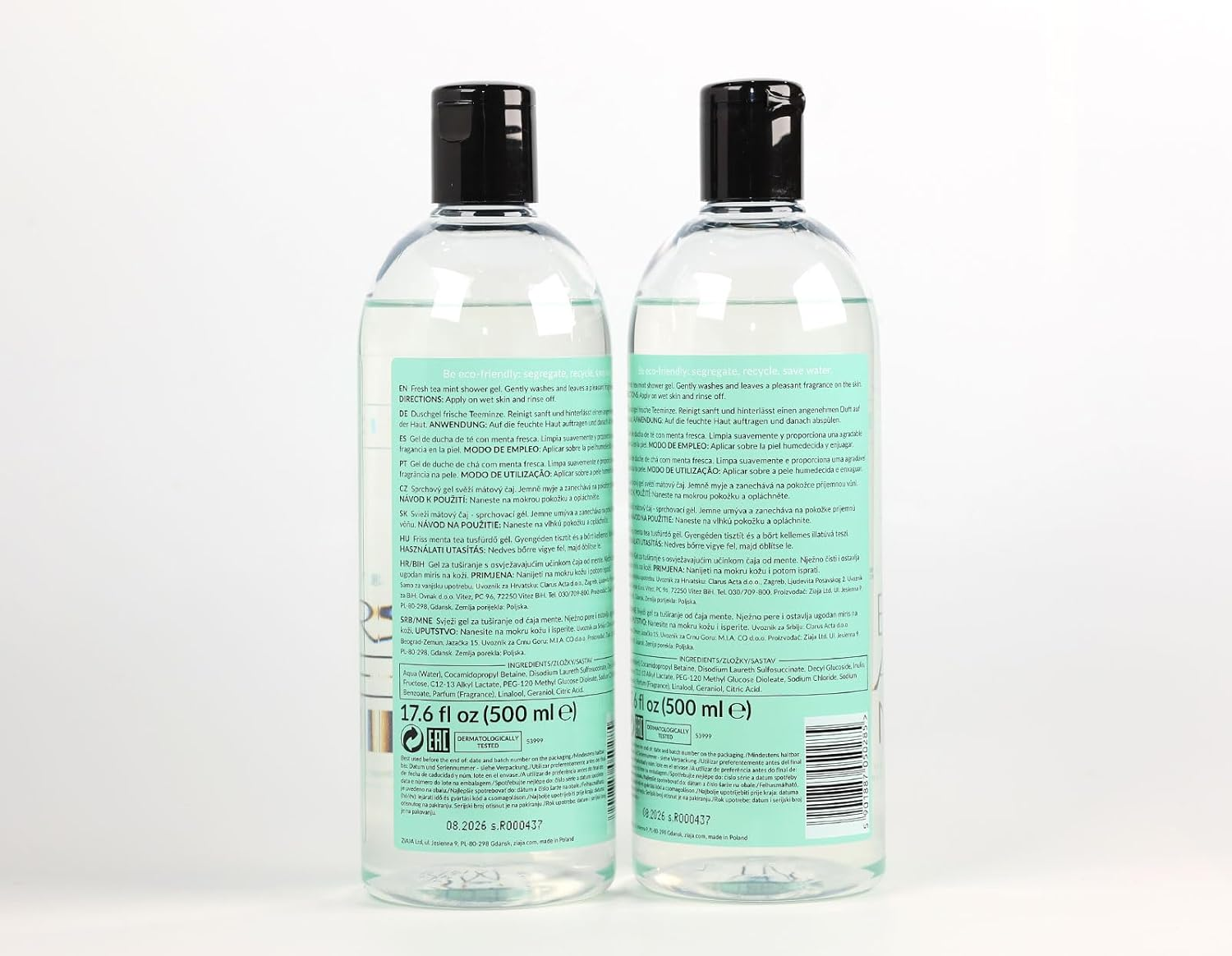 Ziaja Gel De Ducha De T&eacute; Con Menta Fresca, 500 Mililitros