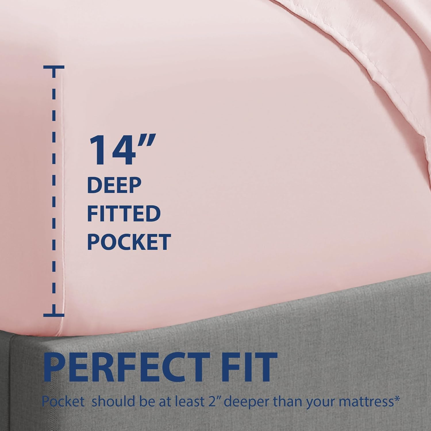 Cathay Home Luxury Wrinkle and Fade Resistant Double Brushed Ultra Soft Microfiber 14-Inch Standard Pocket Single Fitted Sheet, Blush, Twin image number 6