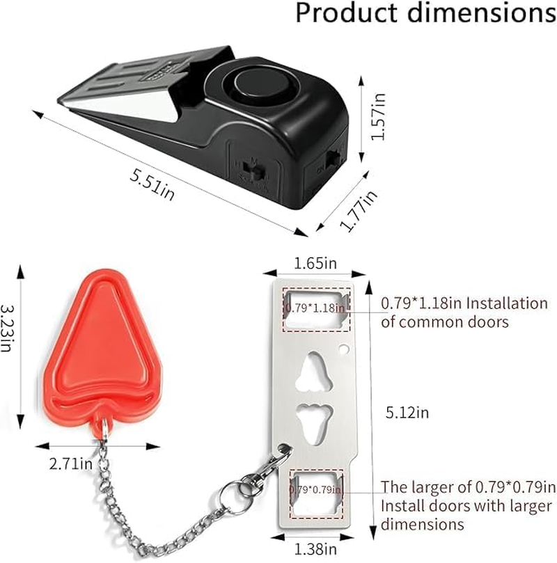 Portable Door Stop Alarm and Door Lock Device &ndash; No Tool Safety Combo Pack for Women, Solo Travelers, Child, Pets Safety &ndash; Compact, Stainless Steel &ndash; Extra Security at Home, Hotel, Rentals image number 1