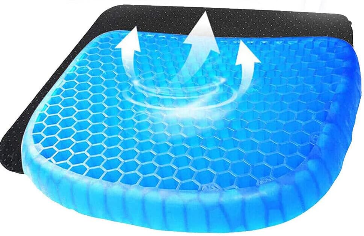 Gel Seat Cushion, Office Chair Seat Cushion with Non-Slip Cover Breathable Honeycomb Pain Relief Sciatica Egg Crate Cushion for Office Chair Wheelchair Car