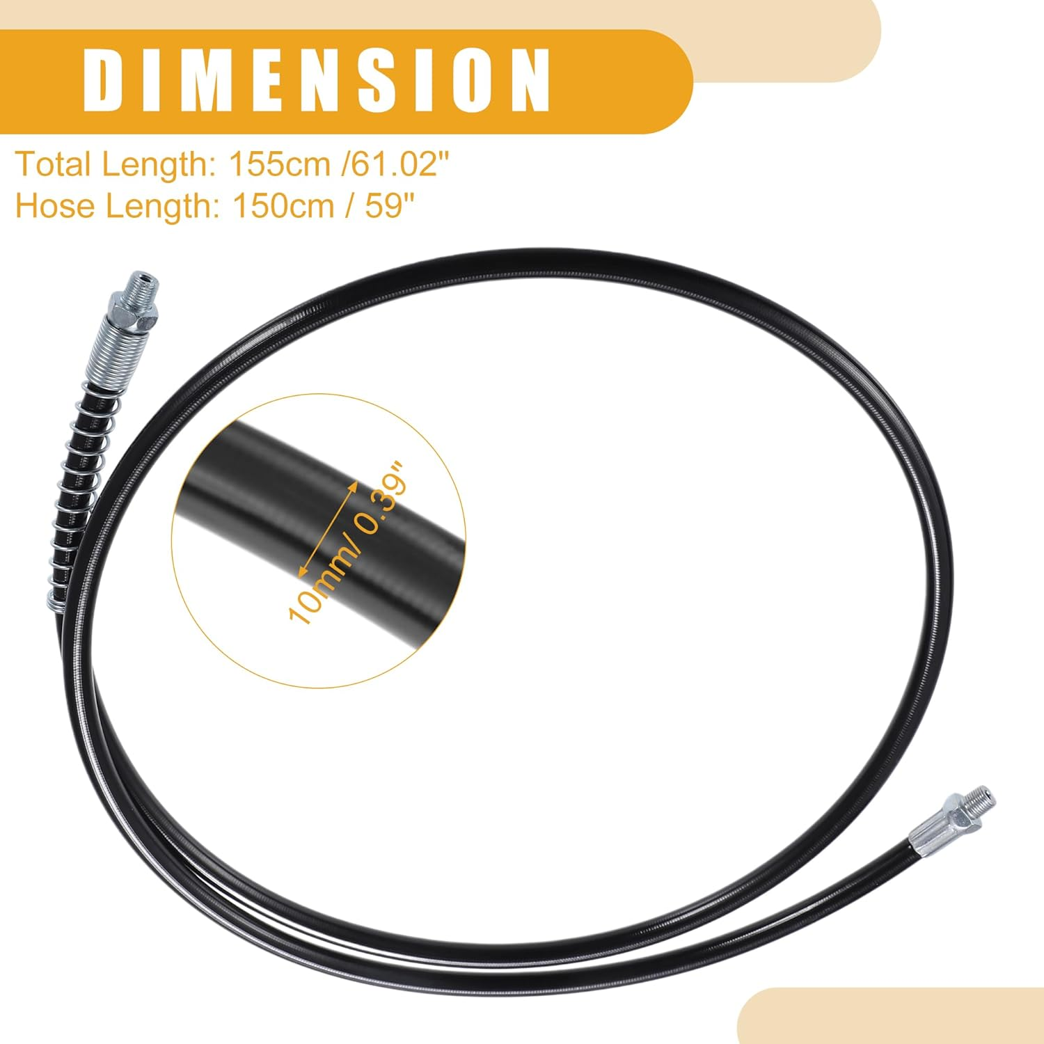 X AUTOHAUX 2Pcs 59 Inch Universal 1/8" NPT Grease Gun Flex Hose - Trailer Flex Grease Hose Extension Non-Slip - Metal Black image number 3