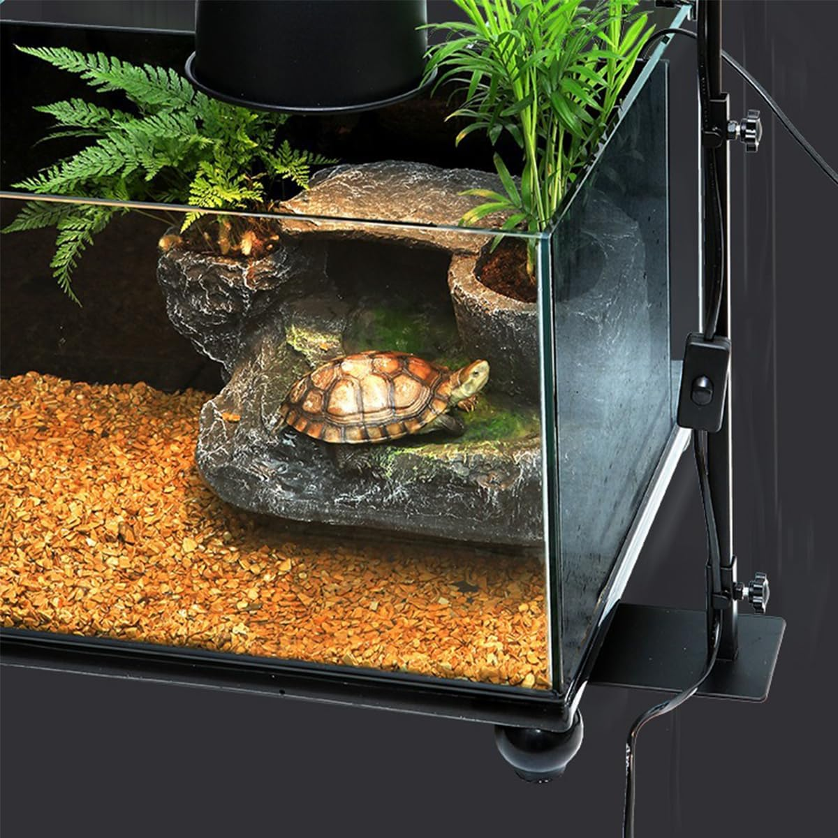 Reptile Lamp Stand,Adjustable 14-25.6" with Metal Floor Light Holder and Support Bracket for Basking Lamps,Reptile Terrarium Heating Lights& Dome Lampshade,Floor Light Holder,Domes Heat Lamp Bracket image number 2