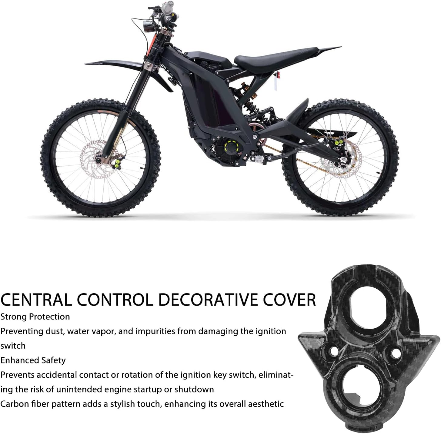 Ignition Key Switch Cover for Surron Light Bee X S, Motorcycle Central Control Decorative Cover Carbon Fiber Pattern Surron Ignition Switch Cover Replacement for Segway X160 X260 image number 3