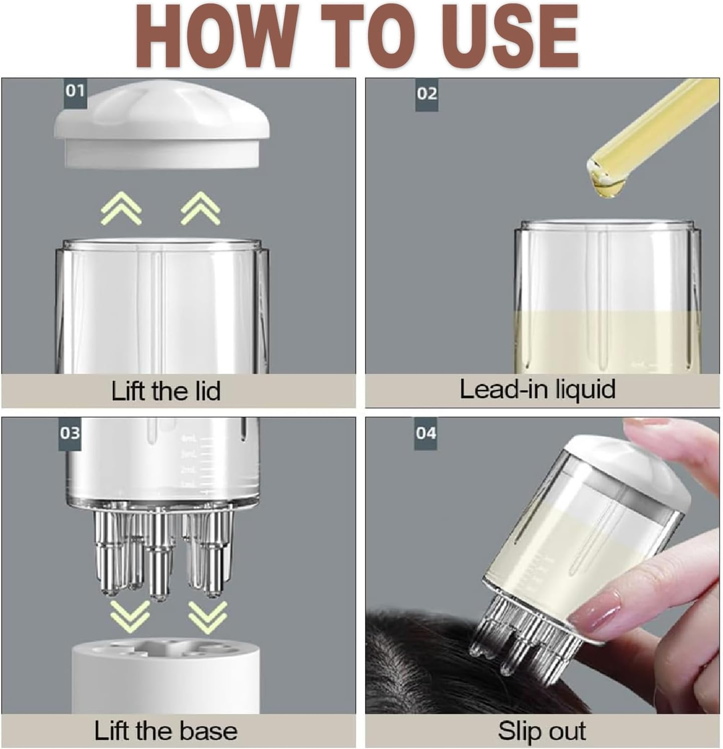 Wzenclave Scalp Applicator Comb Oil Applicator Bottle Hair Oil Applicator Bottle for Scalp Hair Comb for Scalp Massager Hair Growth Care Hair Oiling Applicator for Essential Oil Hair Treatment(2Pcs) image number 4