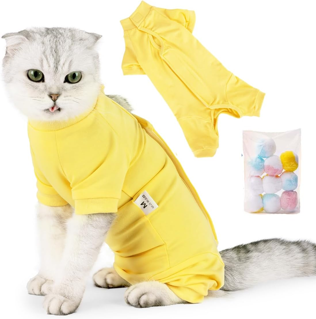 SUYUKU Cat Recovery Suit, anti Leak Kitten Bodysuit for Alternative Elizabethan Collar, Cats One-Piece Surgery Bodysuit, Warm Pyjamas, Clothing, Soft Comfortable Jumper (Blue, S)
