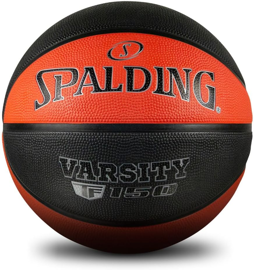 Spalding Varsity TF-150 Outdoor Basketball, Black & Orange, Size 7