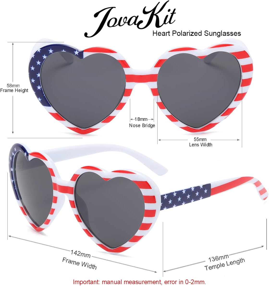 JOVAKIT Polarized Heart Shaped Sunglasses for Women Vintage Fashion Lovely Retro Oversized Eyeglasses UV400 Protection Lens - 063 Chocolate/Brown image number 4