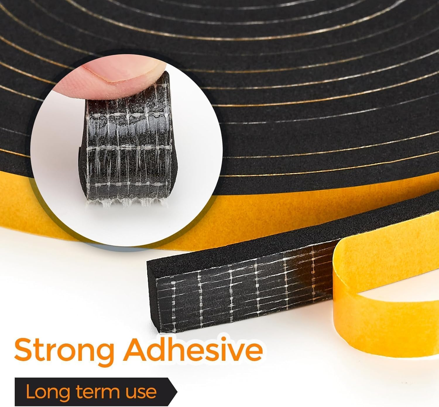 Foam Seal Tape 12Mm(W) X 1.5Mm(T), High Density Adhesive Foam Weather Strip Seal for Window and Door, 1 Rolls Total 10M, Black image number 4