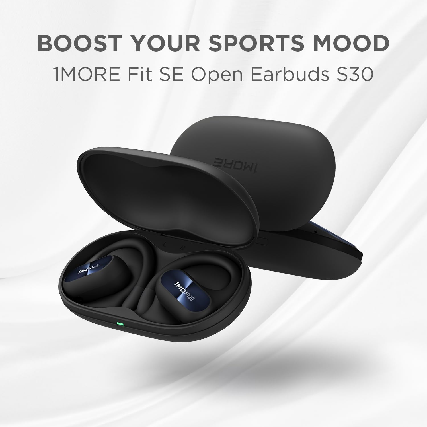 1MORE Fit SE S30 Open Ear Headphones, Wireless Bluetooth Headphones with 4 Microphones for Clear Calls, Sports Earbuds Split Design with Earhooks, IPX5, 30-Hour Playtime, Bluetooth 5.3, Black image number 2