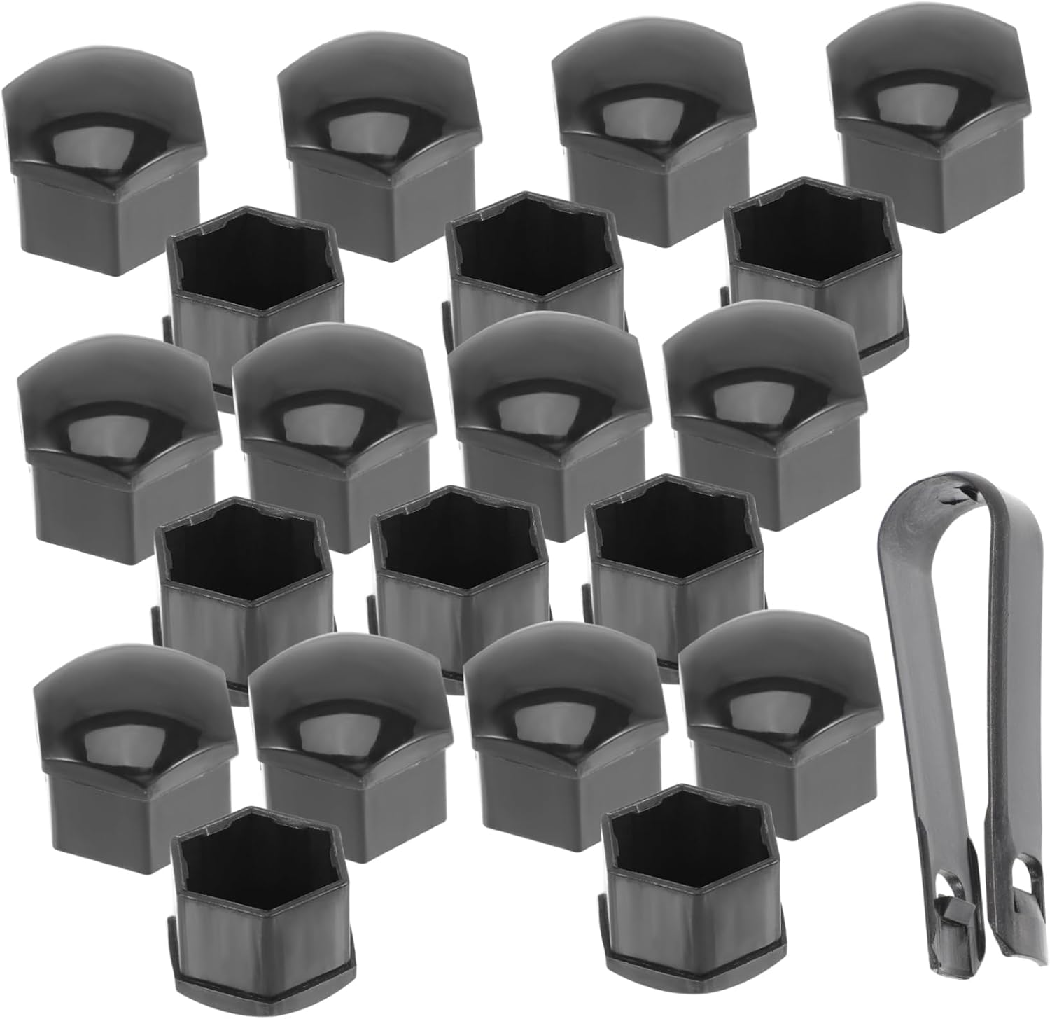 CTIRCHIU Car Lug Nut Covers 20Pcs Black Hex Wheel Hub Screw Caps with Removal Tool Dustproof for Automotive Tire Protection Accessories image number 3