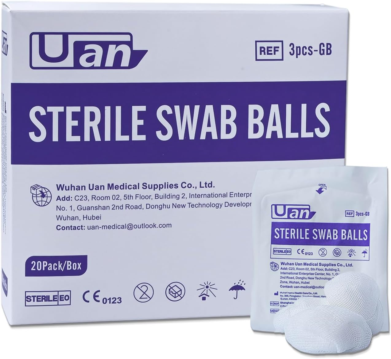 Cotton Sterile Wound Care Swabs - Individually Packaged, Sterilized (Gauze Balls (M) (3Pcs/Pack)) image number 1