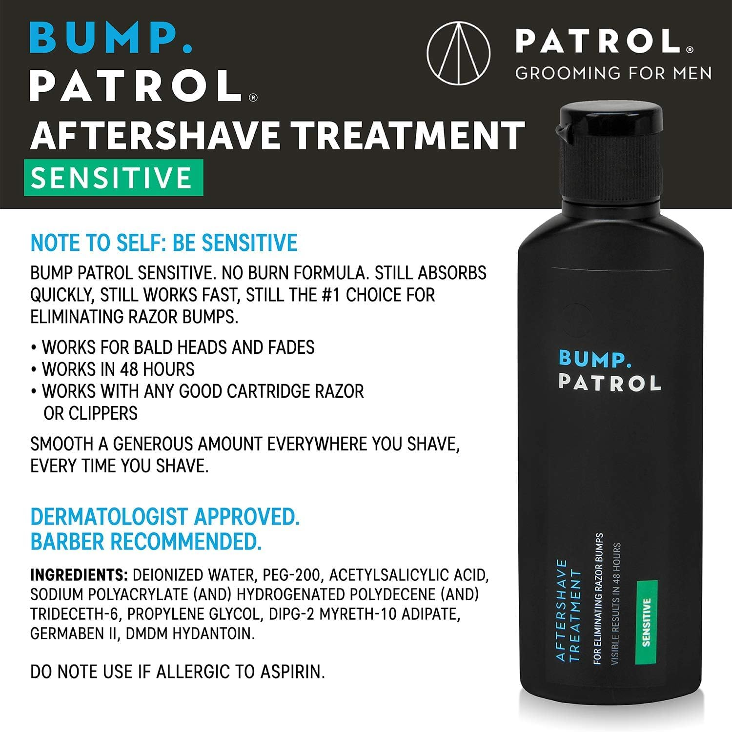 Bump Patrol Sensitive Strength Aftershave Formula - Gentle after Shave Solution Eliminates. image number 6