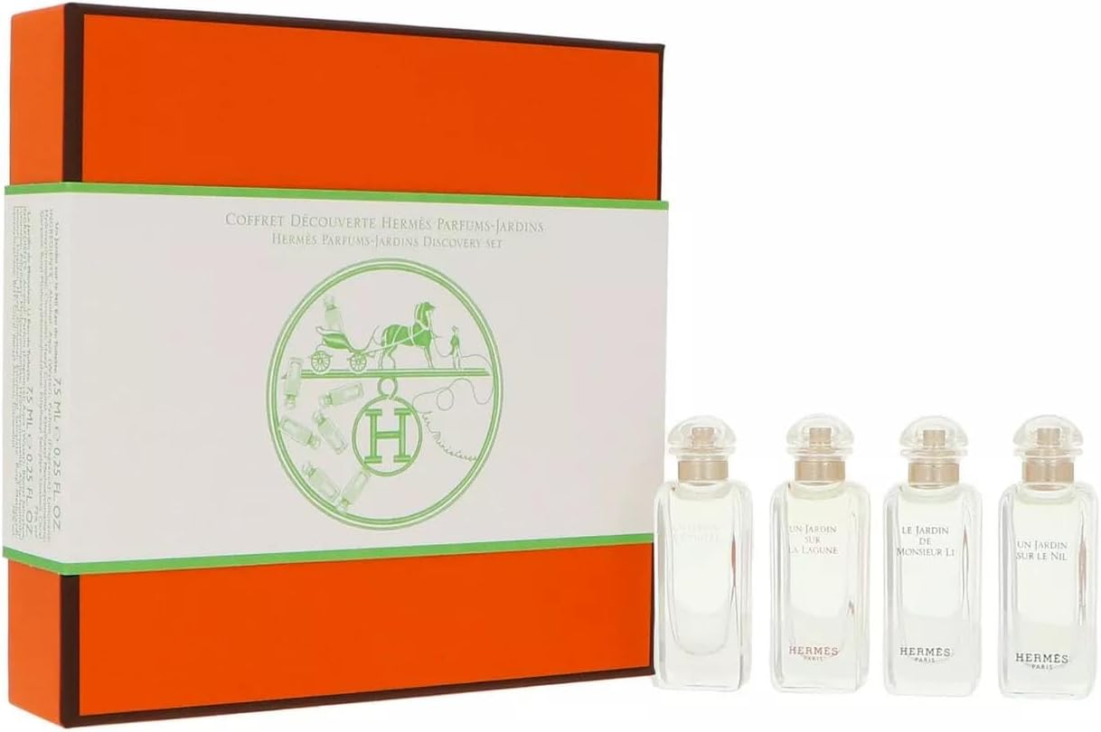 Herm&egrave;s Jardins Discovery Set &ndash; 4 Pc Mini EDT Gift Set for Unisex: Includes Sur La Lagune, a Cythere, Sur Le Nil & Monsieur Li &ndash; 0.25Oz Each