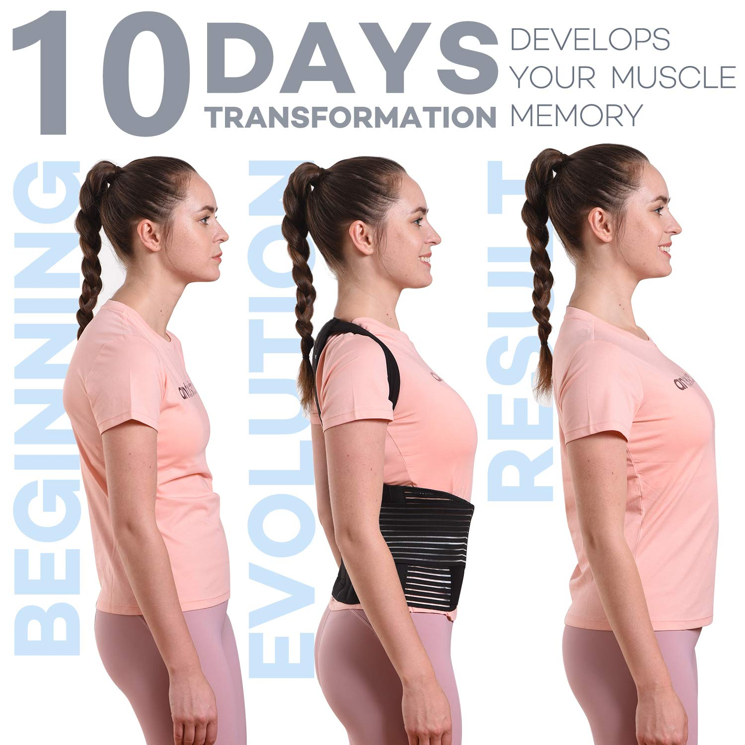 Omples Posture Corrector for Women and Men Back Brace Straightener Shoulder Upright Support Trainer for Body Correction and Neck Pain Relief, Medium (Waist 34-38 Inch)