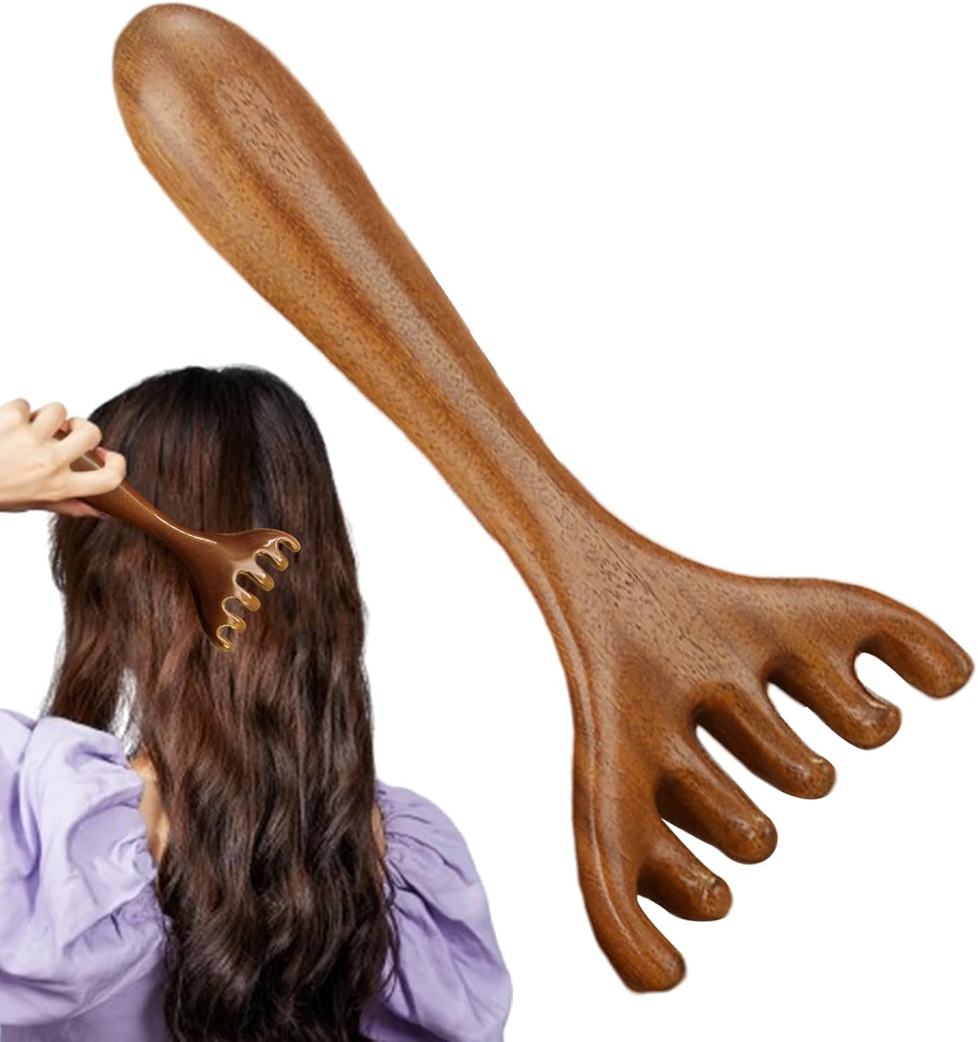 2 Pieces Deer Antler Wide Tooth Massage Comb | Portable Six Claw Massage Comb | Head Scalp Massager | Scalps Stimulator for Women Hair Growth image number 3