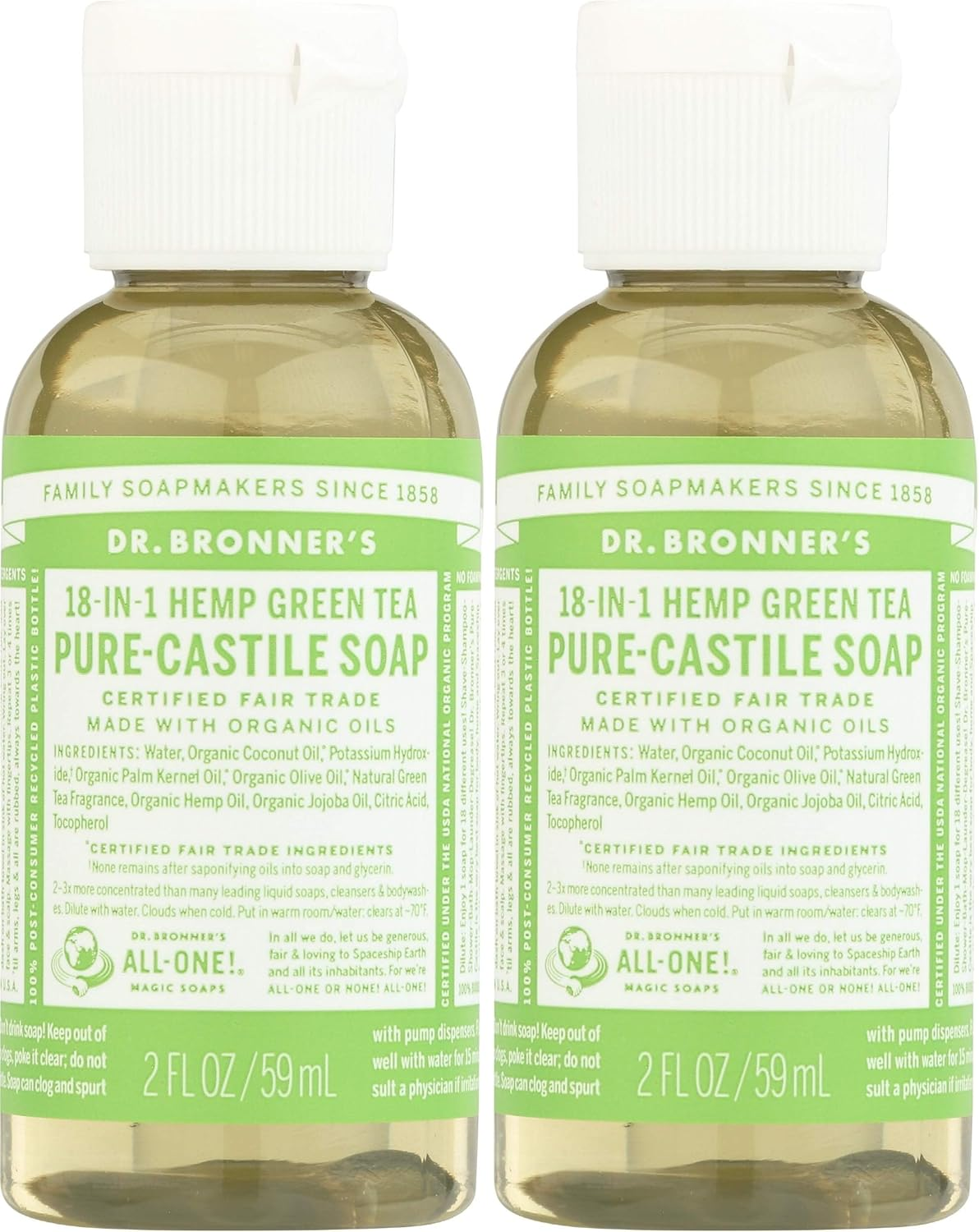 Dr. Bronner'S Pure Castile Liquid Soap 60 Ml, Sandalwood Jasmine