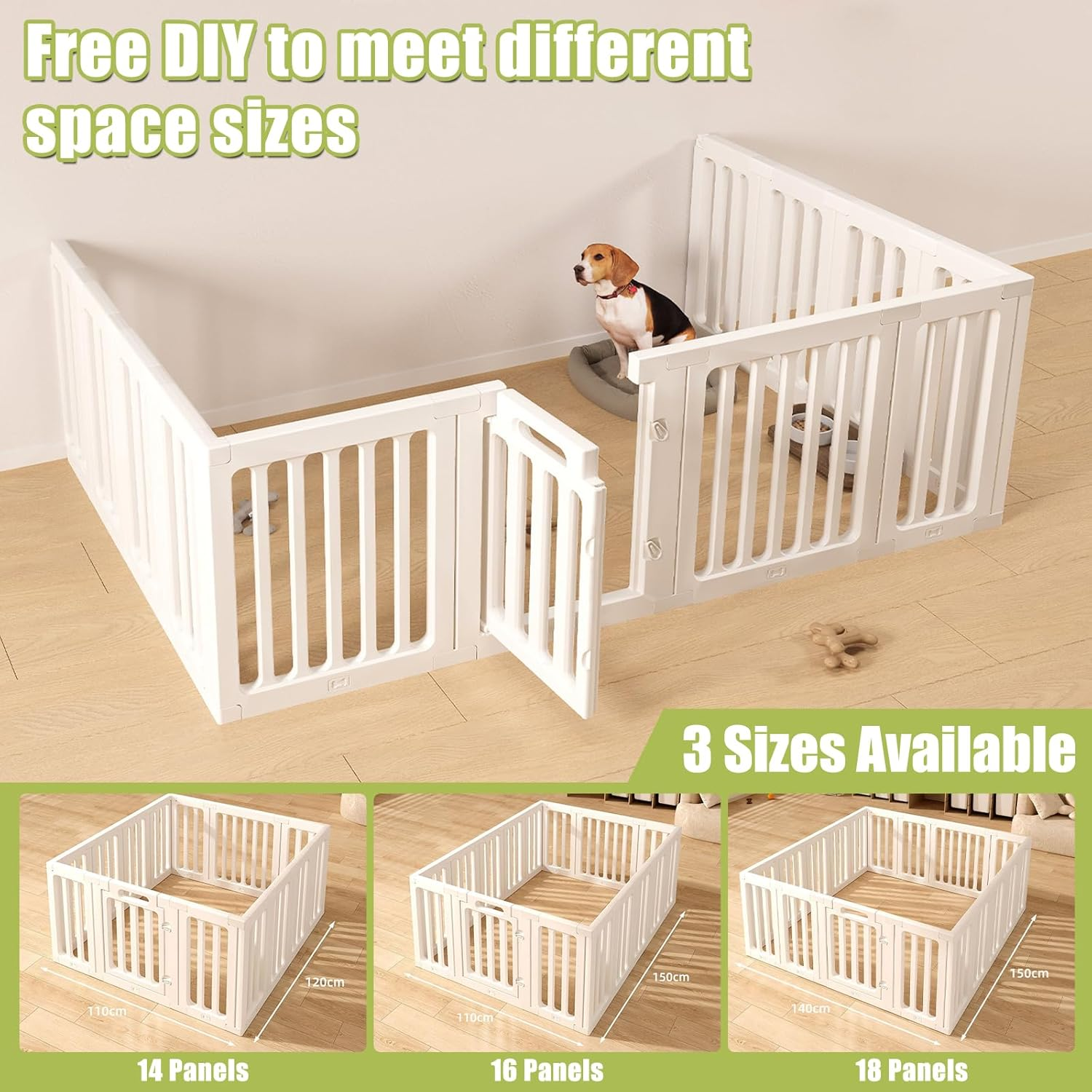 LIODUX Modern Design Pet Pen Fence, 14/16/18 Panels Plastic Puppy Enclosures, Dog Playpen, Easy Assemble Foldable Dog Crate for Puppy Cat Bunny Small/Medium Dogs (18 Panels) image number 2